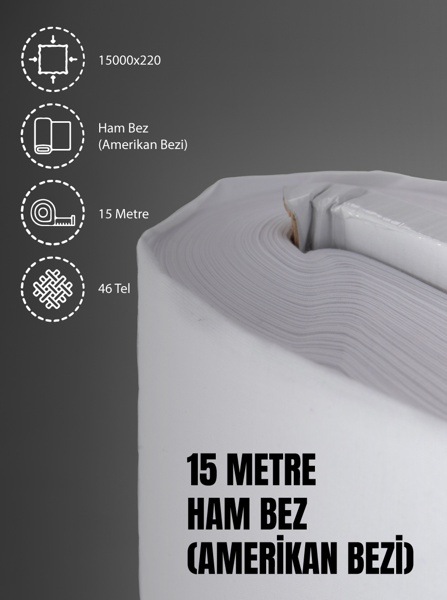 %100 Pamuk 46 Tel Amerikan Bezi Ham Bez Punch Kumaş - Beyaz 1500x220 cm
