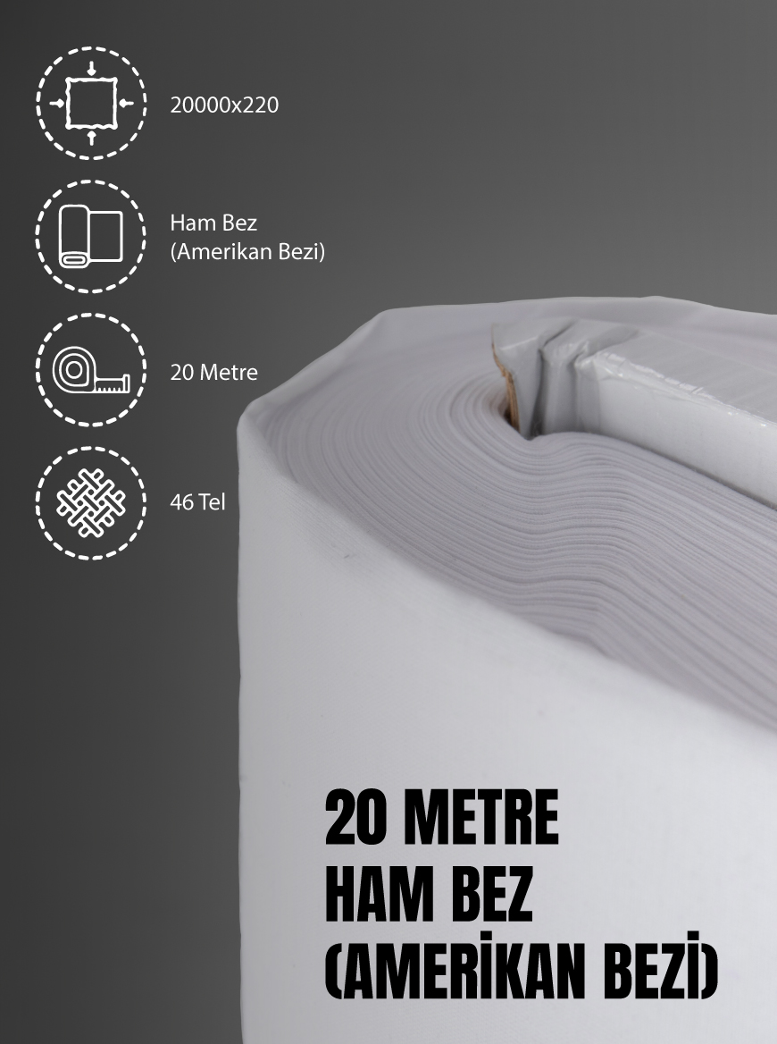 %100 Pamuk 46 Tel Amerikan Bezi Ham Bez Punch Kumaş - Beyaz 2000x220 cm