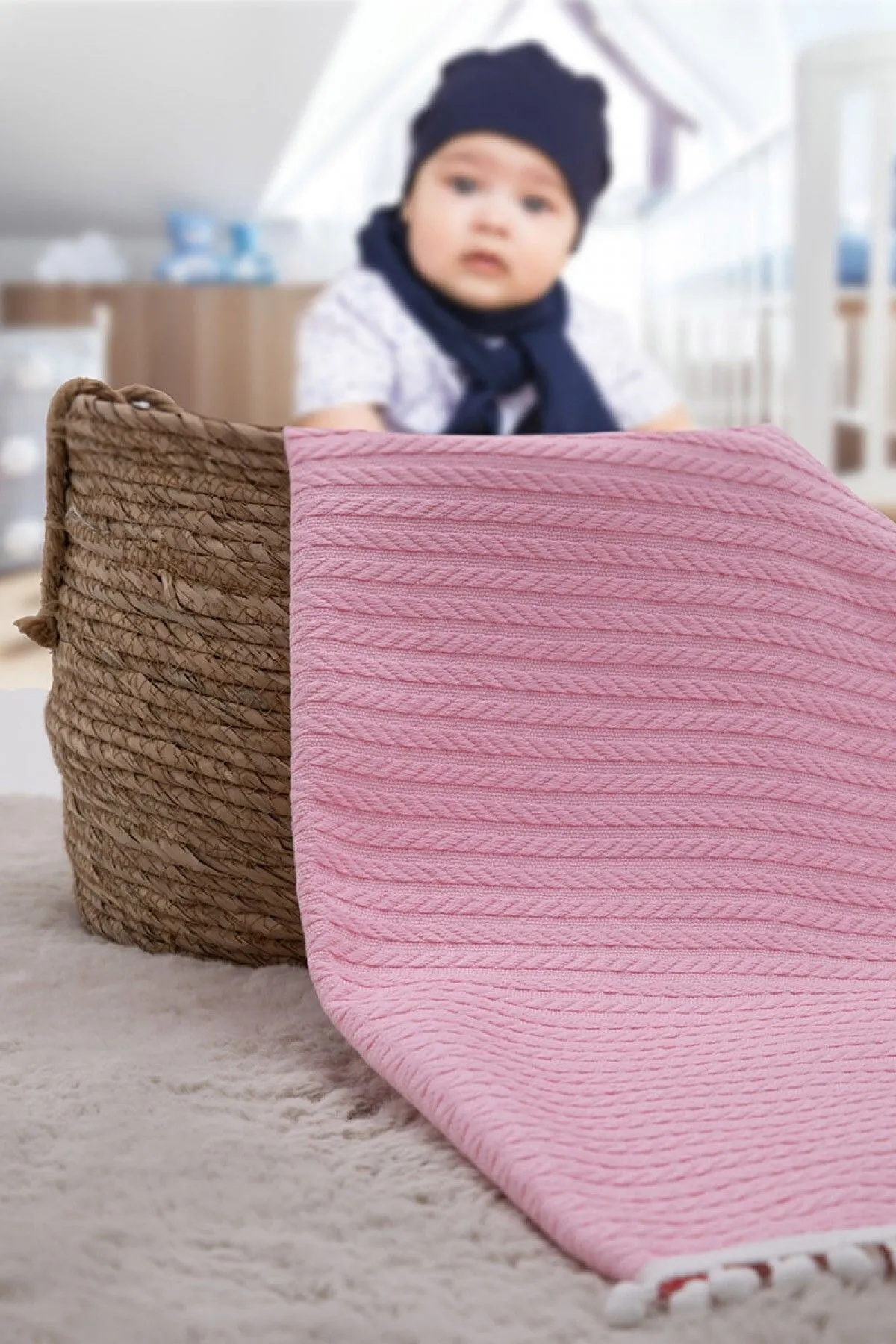 %100 Pamuk Cherry Bebek Battaniyesi - Pembe %100 Pamuk Cherry Bebek Battaniyesi - Pembe