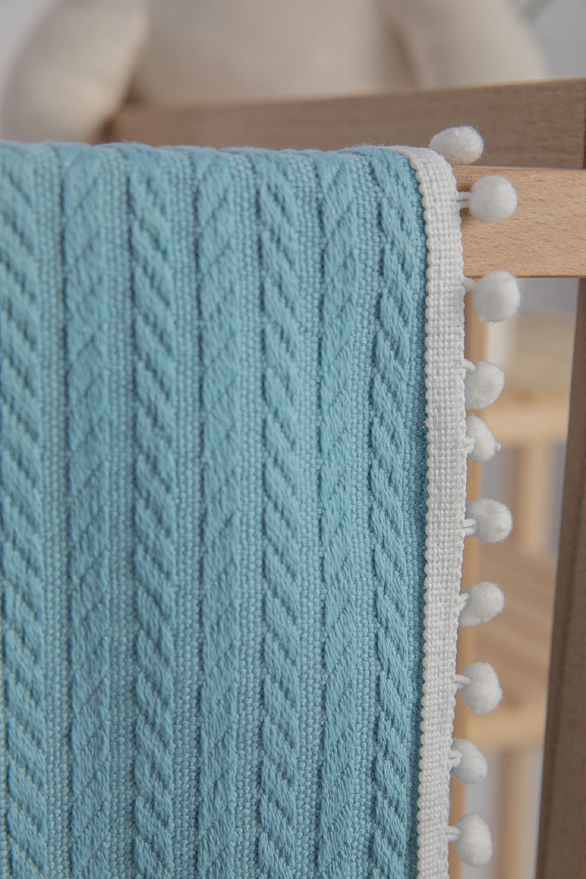 %100 Pamuk Cherry Bebek Battaniyesi - Turkuaz %100 Pamuk Cherry Bebek Battaniyesi - Turkuaz