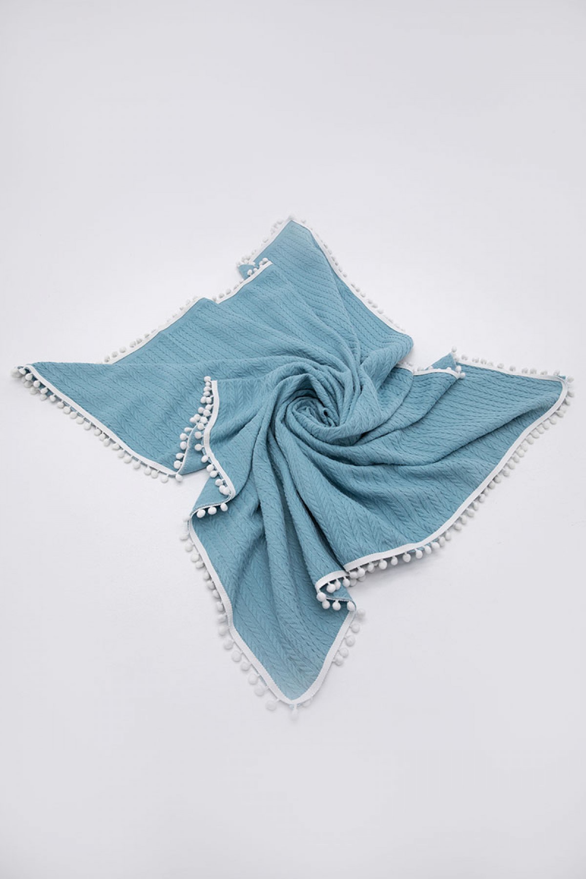 %100 Pamuk Cherry Bebek Battaniyesi Pamuklu Pike 100x120 - Turkuaz