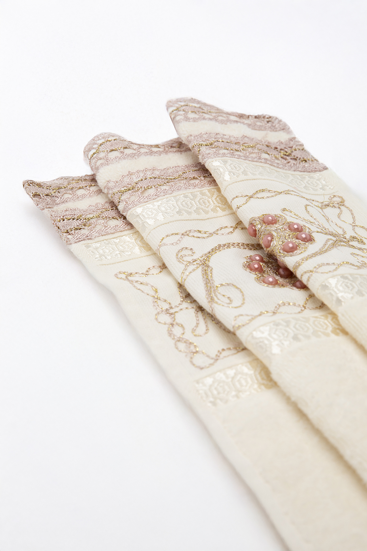 %100 Pamuk Güpürlü Çeyizlik 2li Havlu 50x90 - Pudra %100 Pamuk Güpürlü Çeyizlik 2li Havlu 50x90 - Pudra