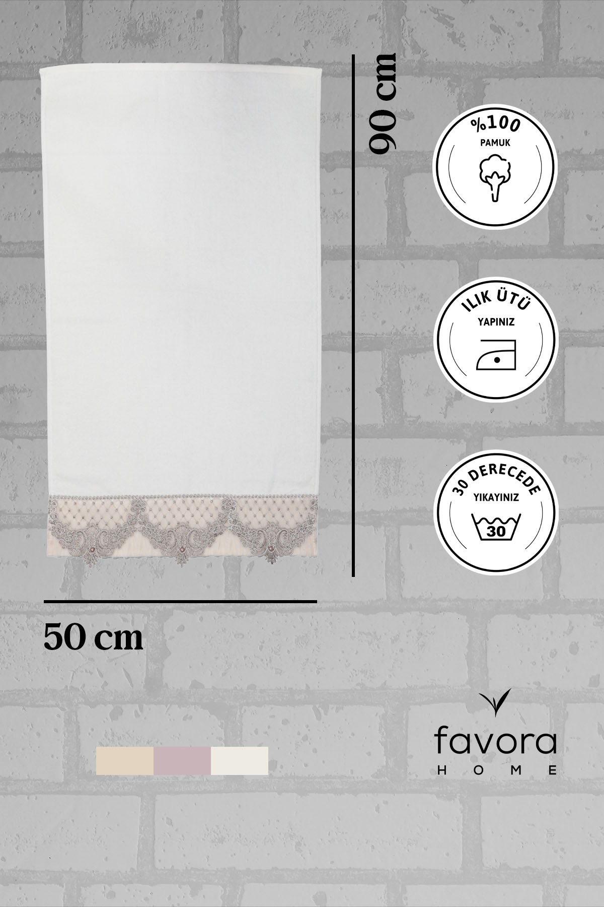 %100 Pamuk İnci Güpürlü Çeyizlik Havlu 50x90 - Krem %100 Pamuk İnci Güpürlü Çeyizlik Havlu 50x90 - Krem