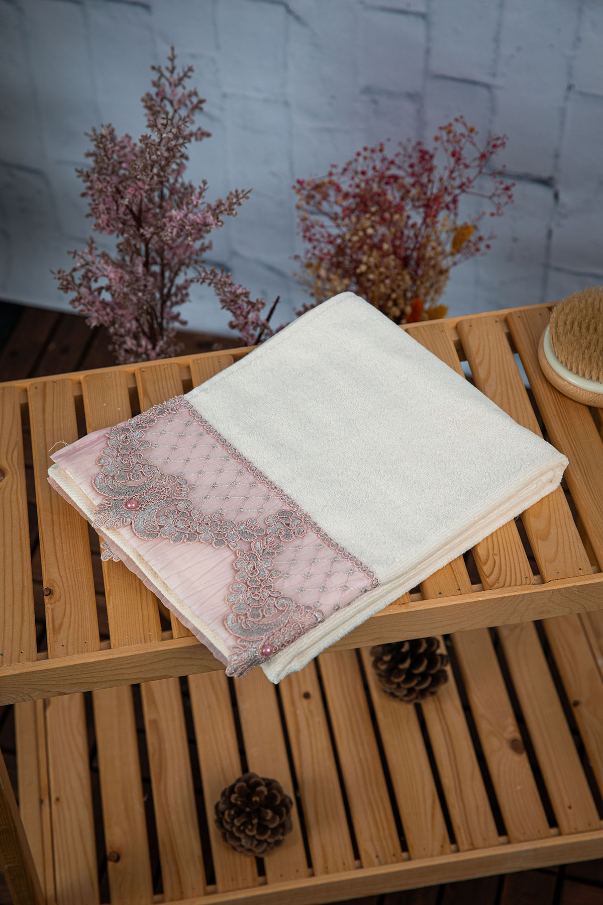 %100 Pamuk İnci Güpürlü Çeyizlik Havlu 50x90 - Pudra %100 Pamuk İnci Güpürlü Çeyizlik Havlu 50x90 - Pudra