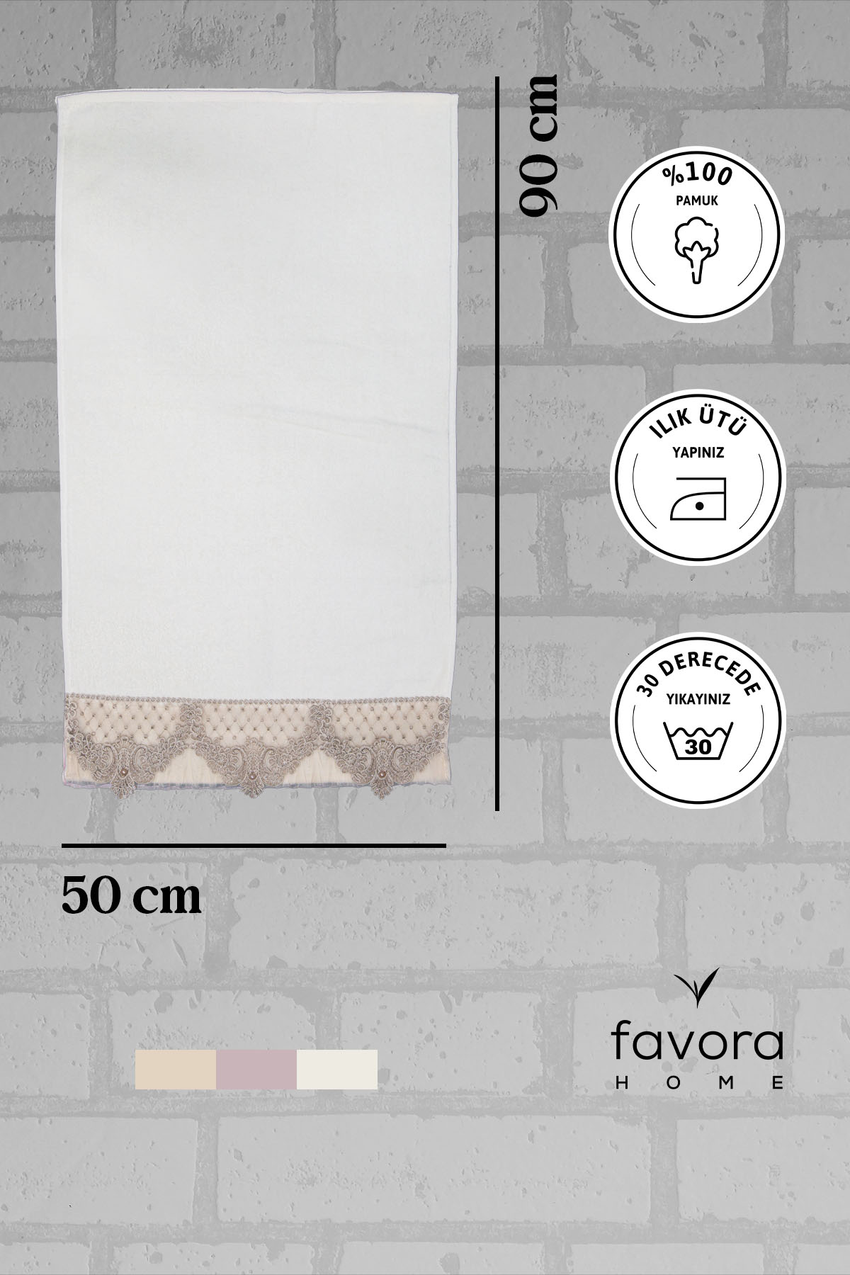 %100 Pamuk İnci Güpürlü Çeyizlik Havlu 50x90 - Vizon %100 Pamuk İnci Güpürlü Çeyizlik Havlu 50x90 - Vizon