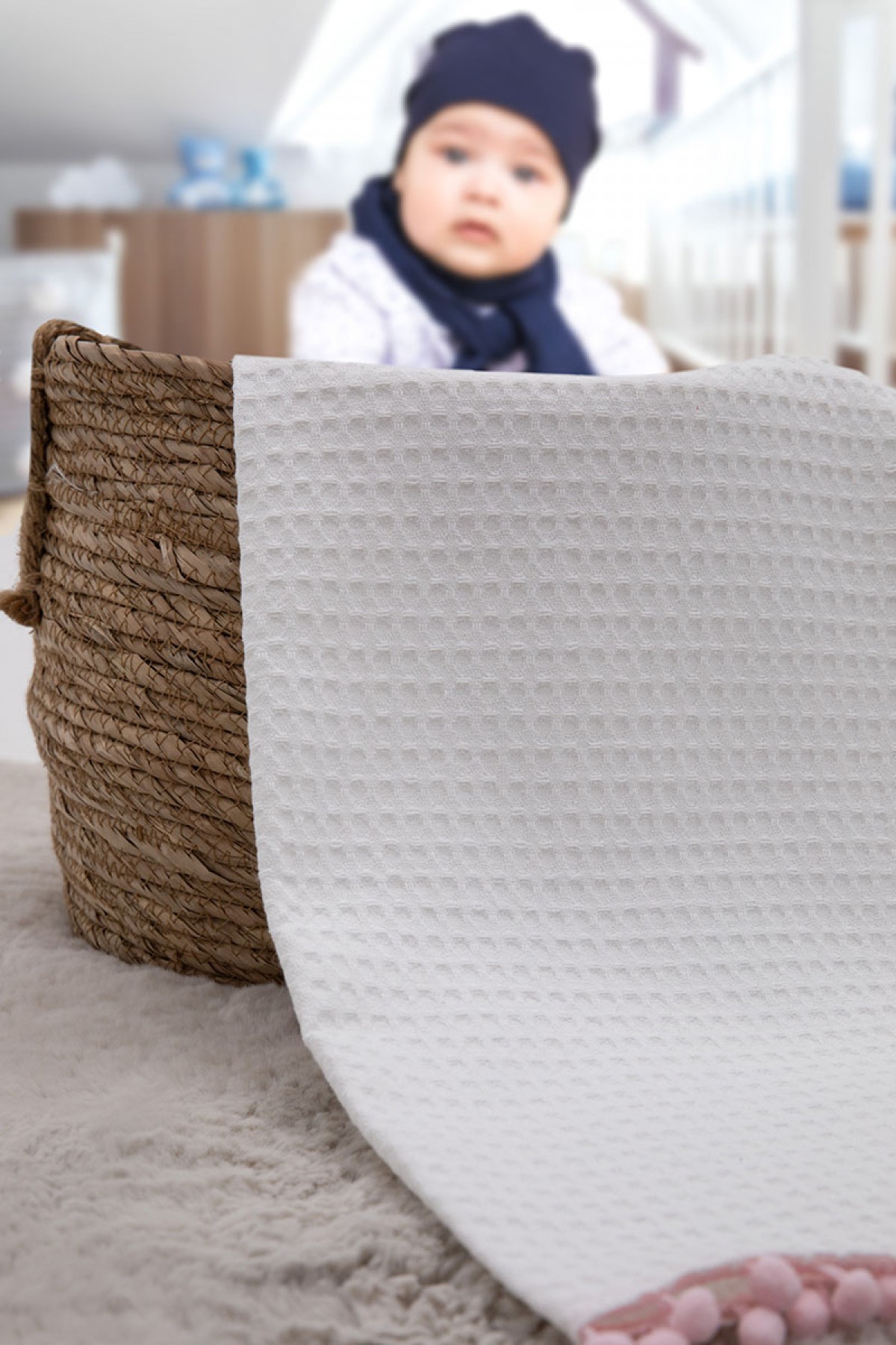 %100 Pamuk Macaron Bebek Battaniyesi - Pembe %100 Pamuk Macaron Bebek Battaniyesi - Pembe