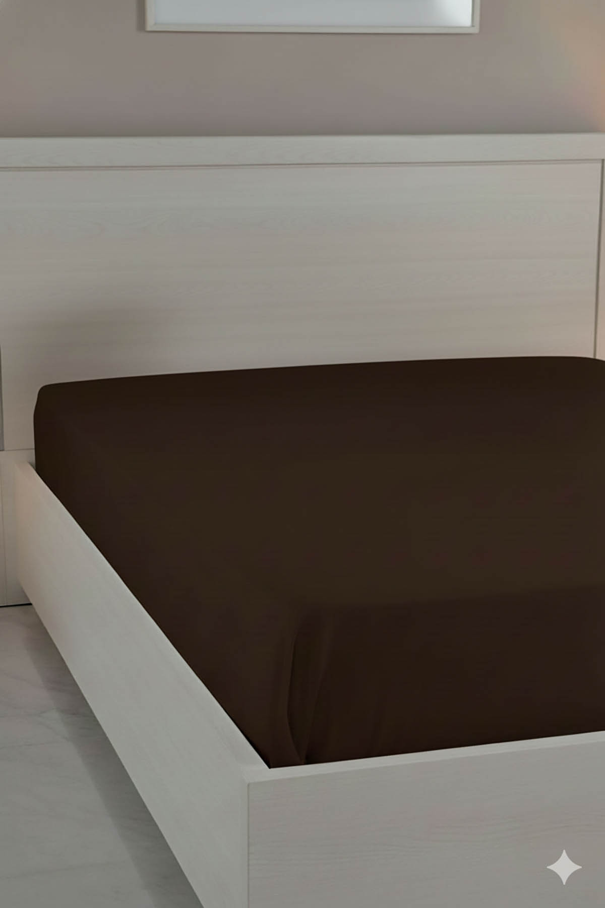 %100 Pamuk Ranforce Premium Çift Kişilik Çarşaf - Kahverengi