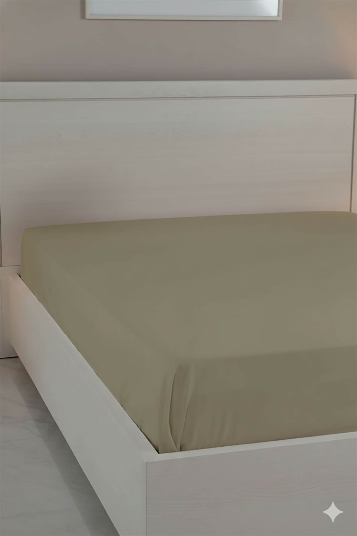 %100 Pamuk Ranforce Premium Çift Kişilik Lastikli Çarşaf - Bej