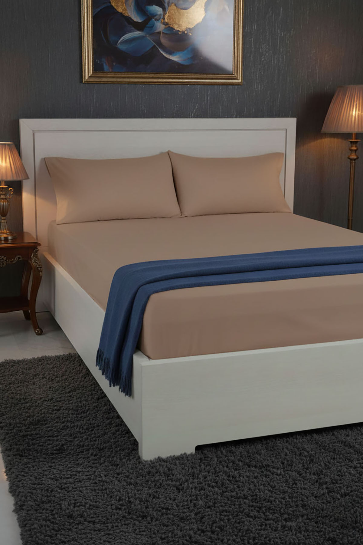 %100 Pamuk Ranforce Premium Çift Kişilik Lastikli Çarşaf Seti - Mocha %100 Pamuk Ranforce Premium Çift Kişilik Lastikli Çarşaf Seti - Mocha