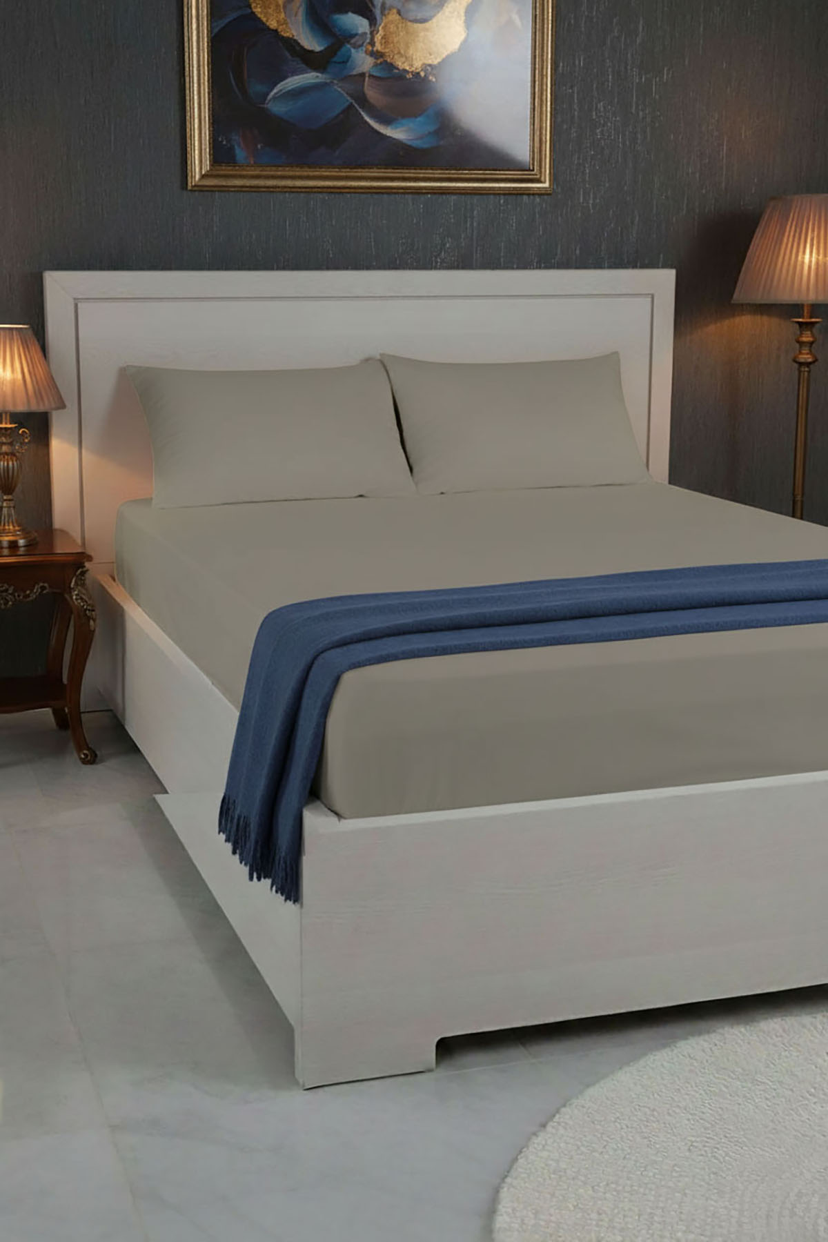 %100 Pamuk Ranforce Premium Çift Kişilik Lastikli Çarşaf Seti - Vizon %100 Pamuk Ranforce Premium Çift Kişilik Lastikli Çarşaf Seti - Vizon