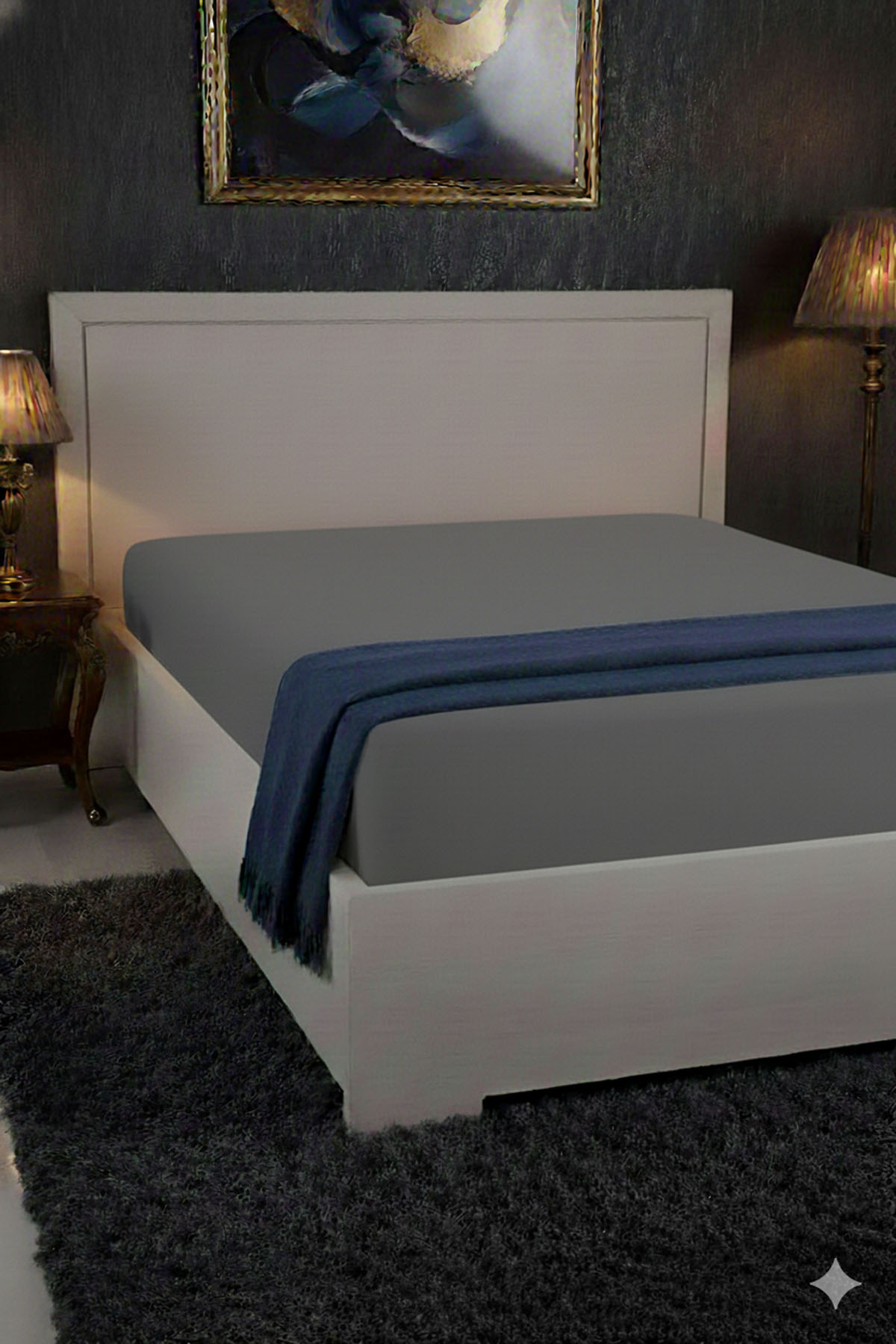 %100 Pamuk Ranforce Premium King Size Lastikli Çarşaf - Koyu Gri %100 Pamuk Ranforce Premium King Size Lastikli Çarşaf - Koyu Gri