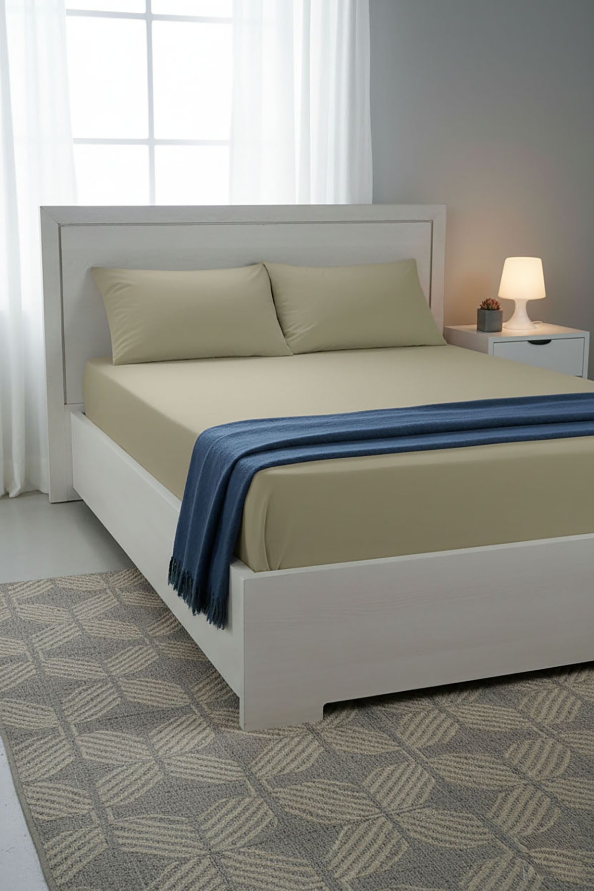 %100 Pamuk Ranforce Premium King Size Lastikli Çarşaf Seti - Bej %100 Pamuk Ranforce Premium King Size Lastikli Çarşaf Seti - Bej