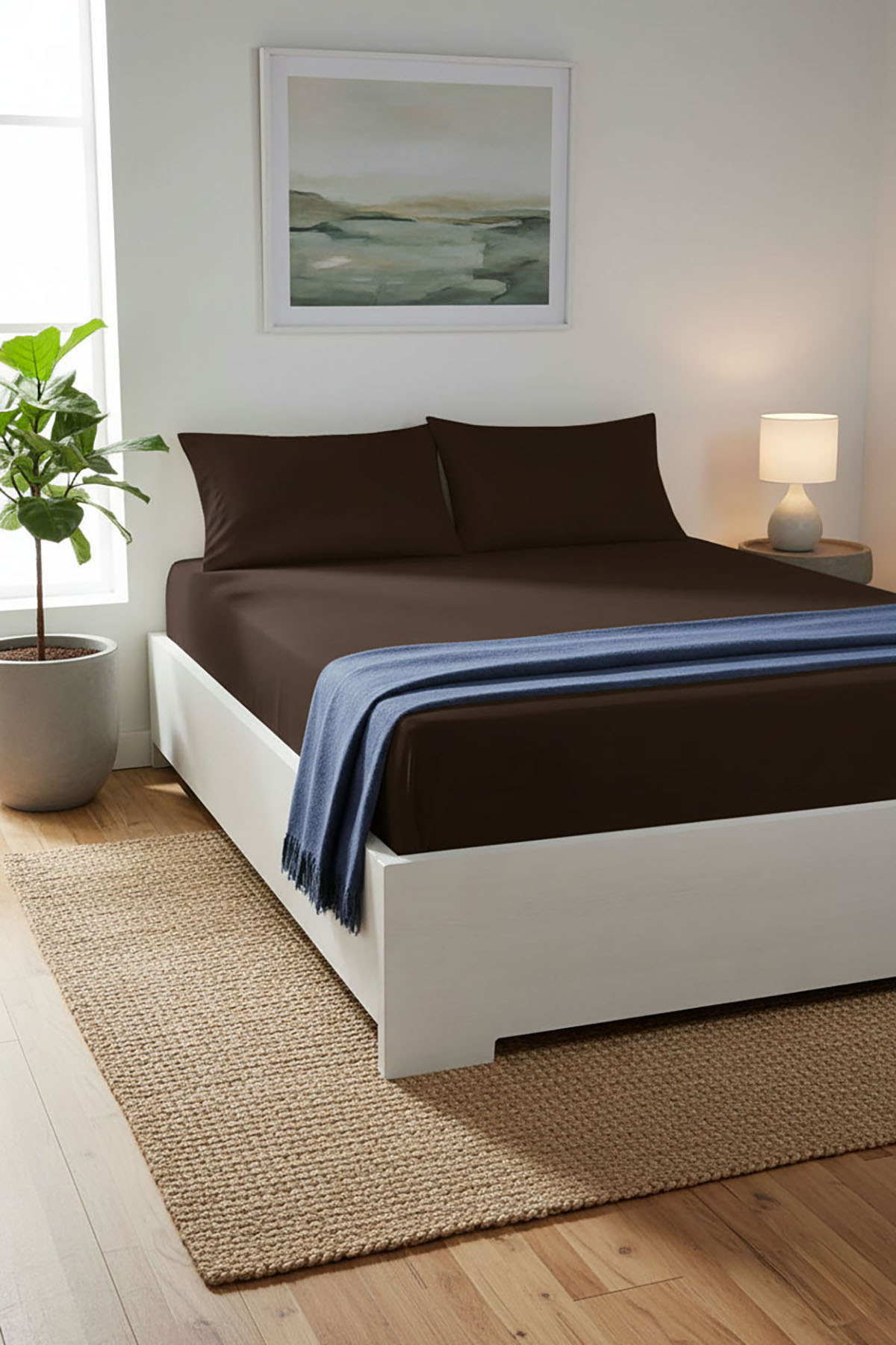 %100 Pamuk Ranforce Premium King Size Lastikli Çarşaf Seti - Kahverengi %100 Pamuk Ranforce Premium King Size Lastikli Çarşaf Seti - Kahverengi