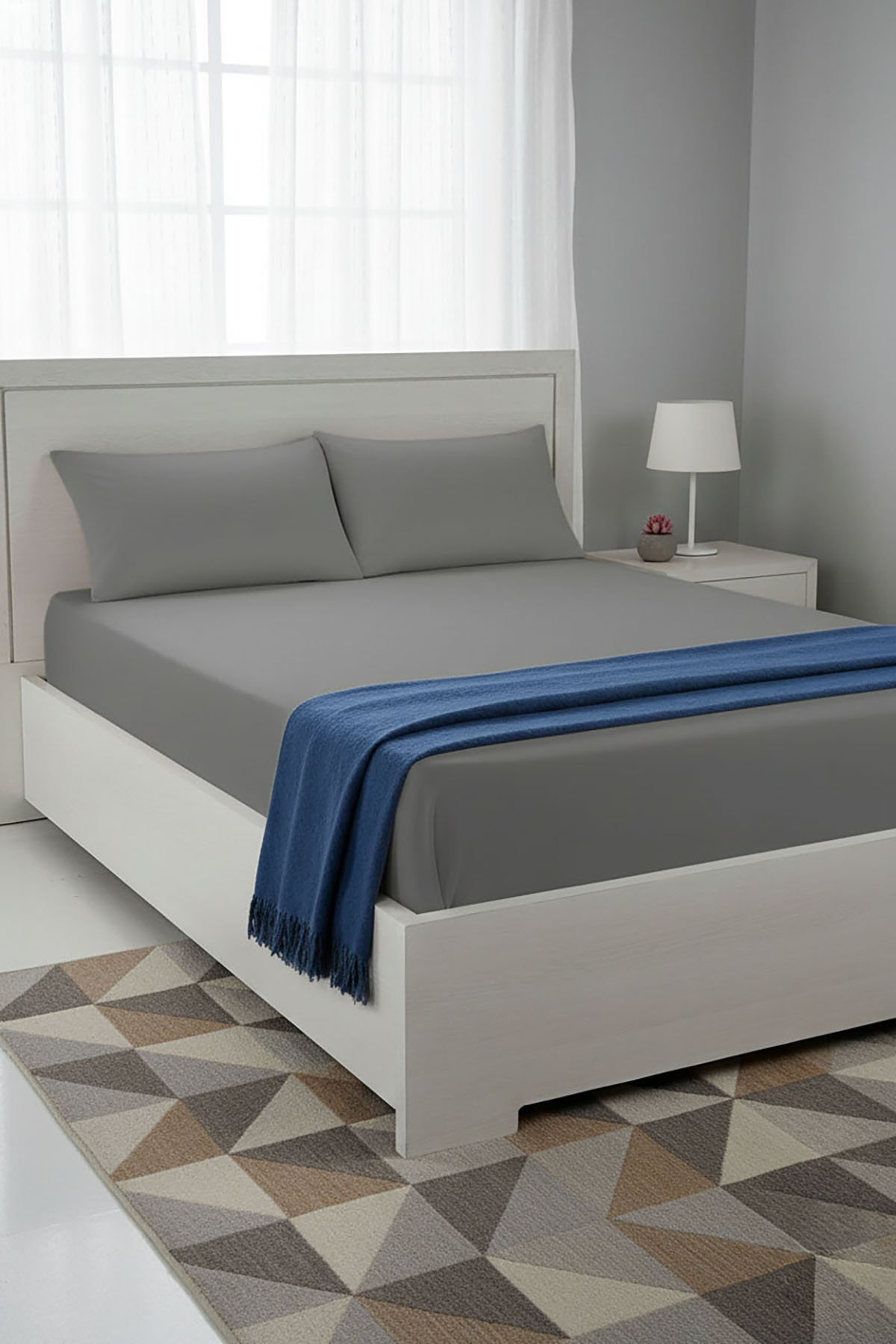 %100 Pamuk Ranforce Premium King Size Lastikli Çarşaf Seti - Koyu Gri %100 Pamuk Ranforce Premium King Size Lastikli Çarşaf Seti - Koyu Gri