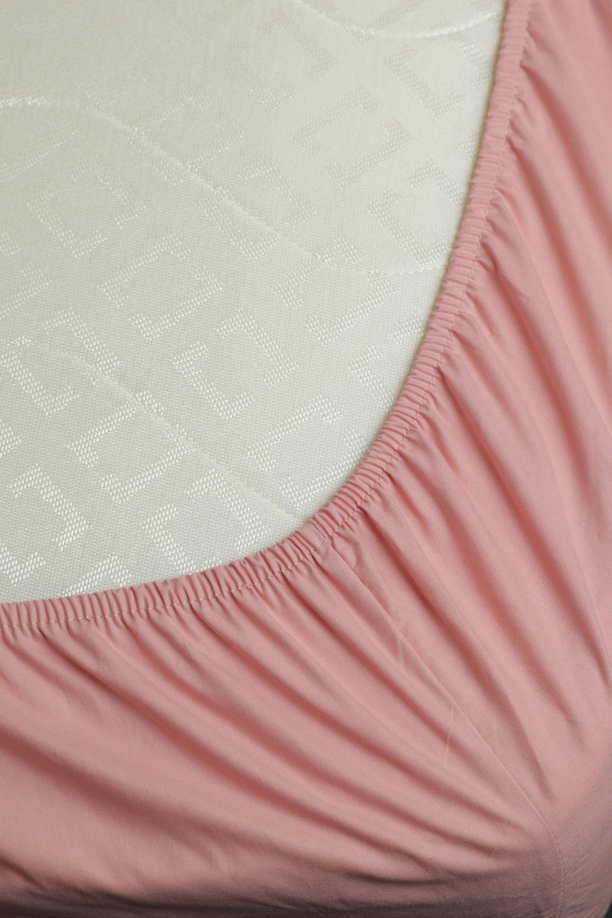 %100 Pamuk Ranforce Premium King Size Lastikli Çarşaf Seti - Pudra