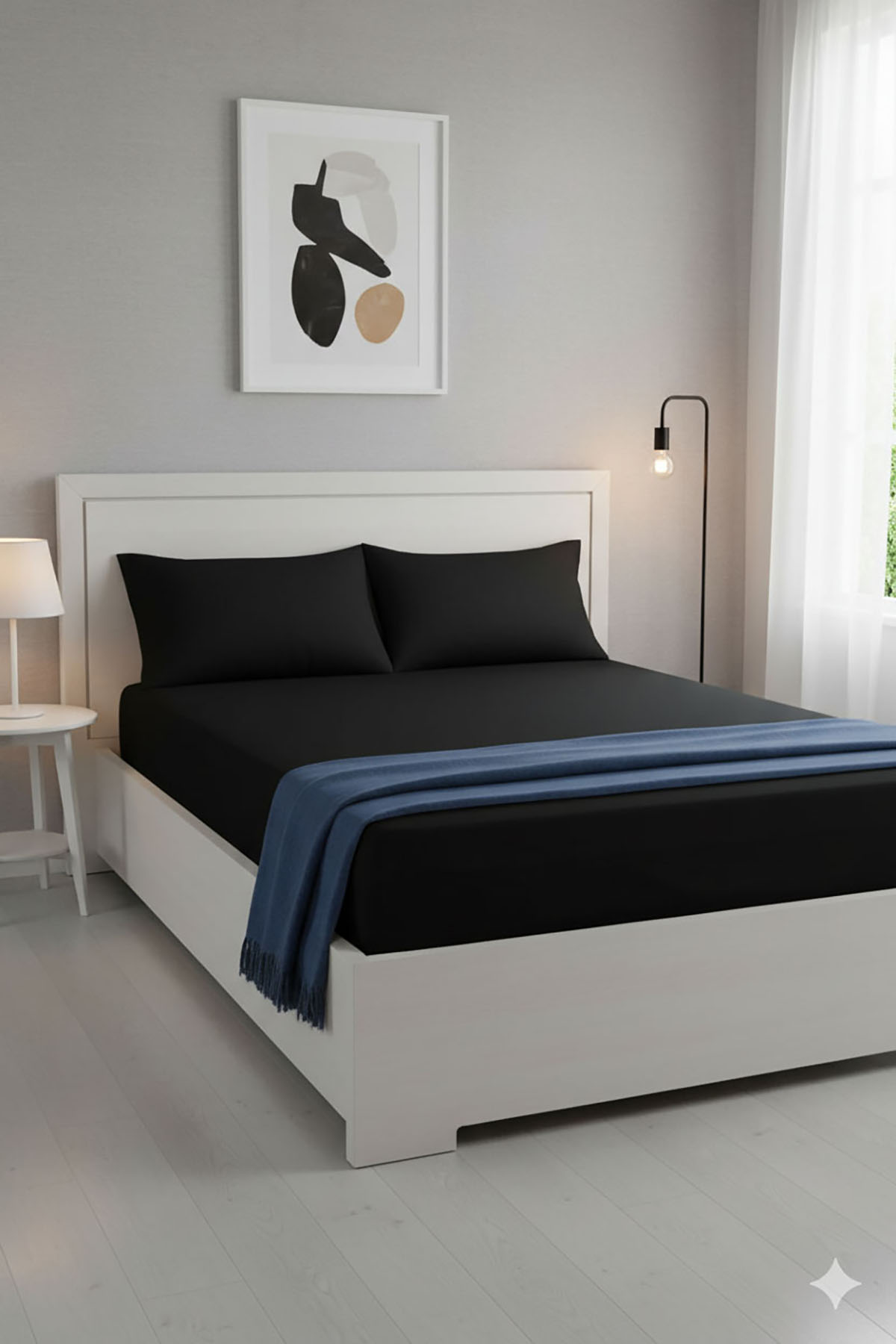 %100 Pamuk Ranforce Premium King Size Lastikli Çarşaf Seti - Siyah %100 Pamuk Ranforce Premium King Size Lastikli Çarşaf Seti - Siyah