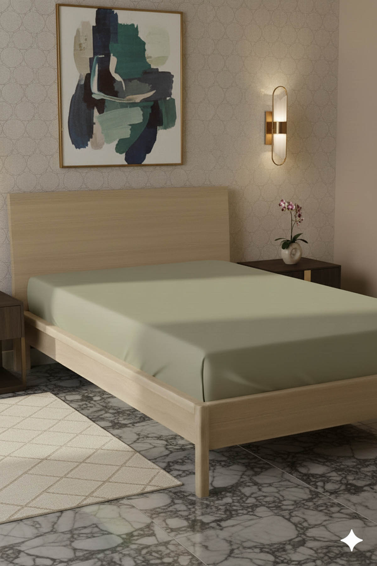 %100 Pamuk Ranforce Premium Tek Kişilik Çarşaf - Bej