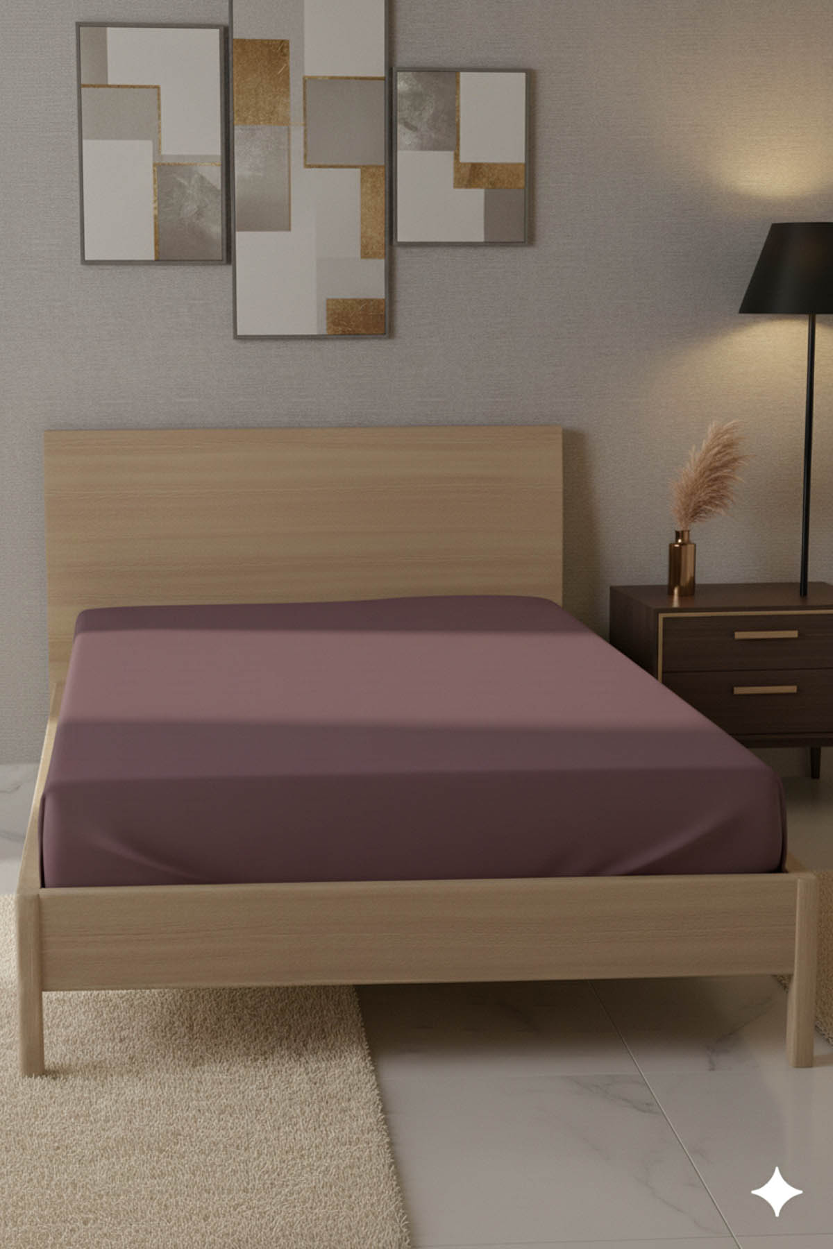 %100 Pamuk Ranforce Premium Tek Kişilik Çarşaf - Gül Kurusu