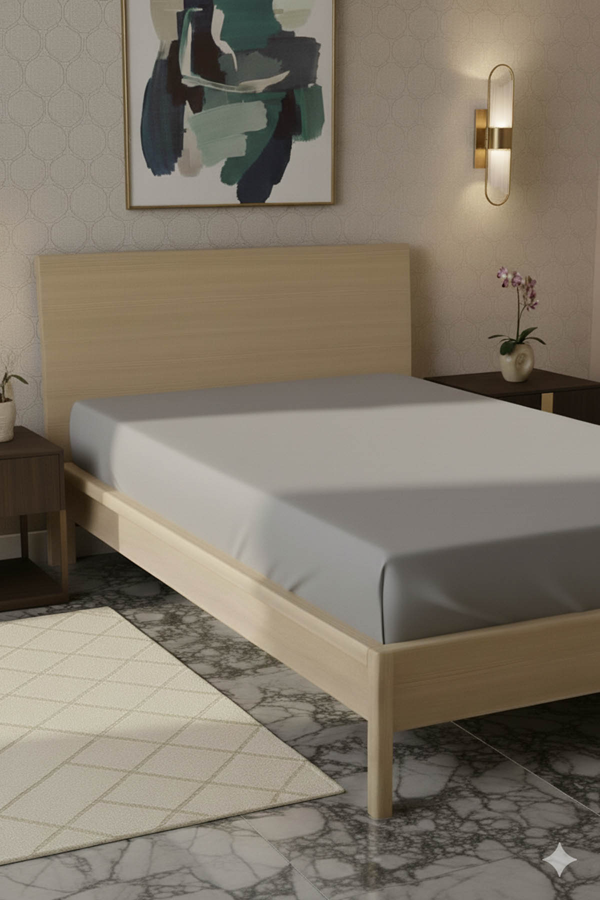 %100 Pamuk Ranforce Premium Tek Kişilik Çarşaf - Koyu Gri