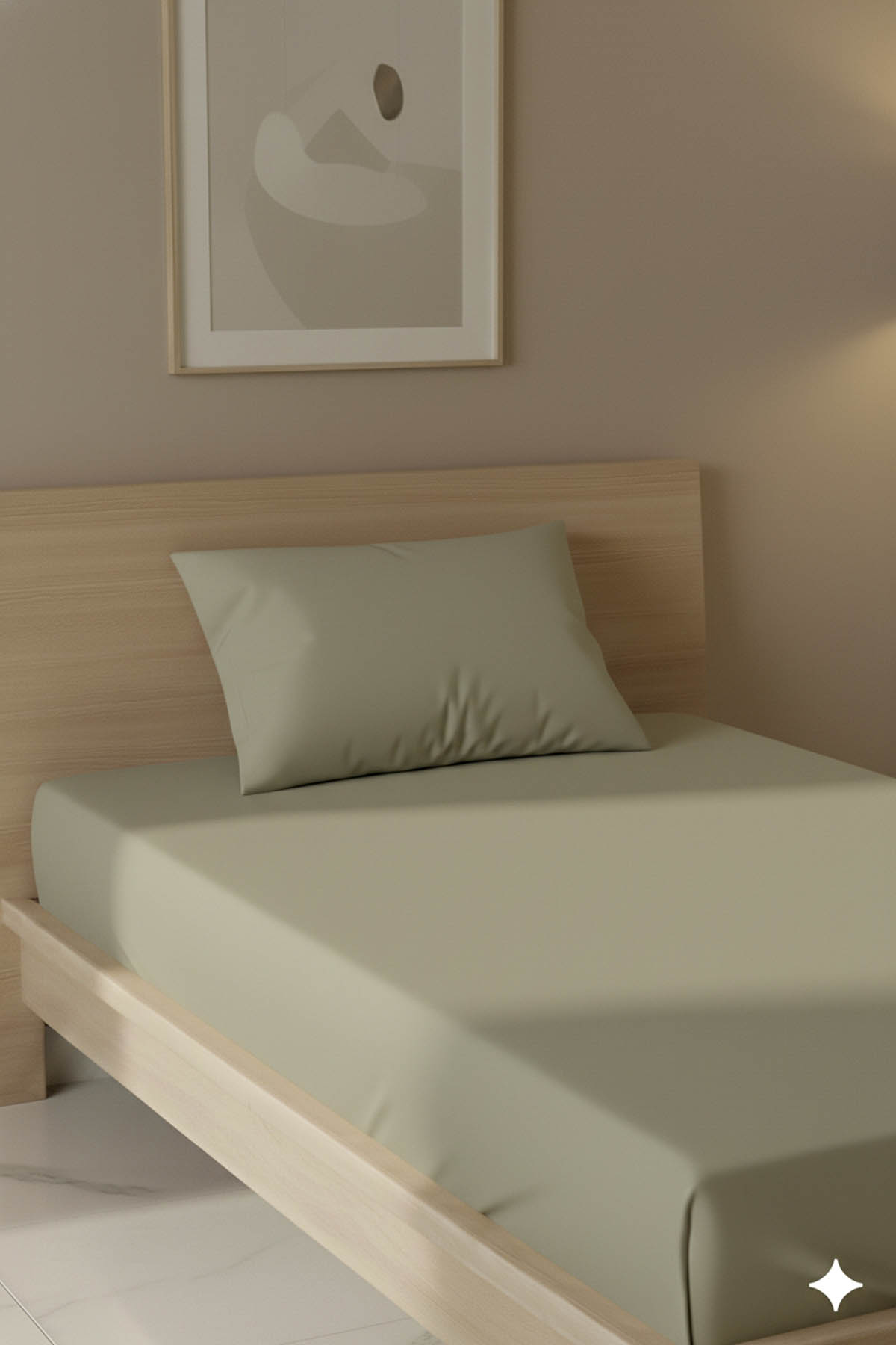 %100 Pamuk Ranforce Premium Tek Kişilik Çarşaf Seti - Bej