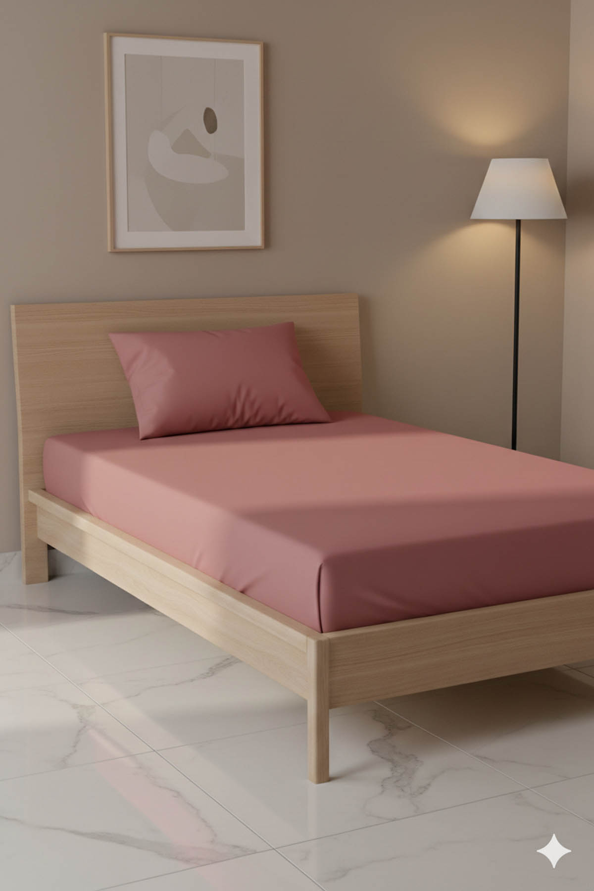 %100 Pamuk Ranforce Premium Tek Kişilik Çarşaf Seti - Pudra %100 Pamuk Ranforce Premium Tek Kişilik Çarşaf Seti - Pudra