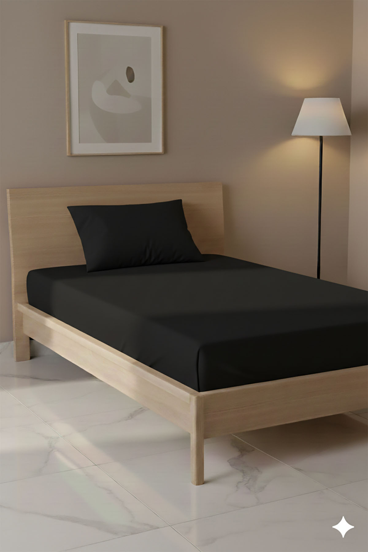 %100 Pamuk Ranforce Premium Tek Kişilik Çarşaf Seti - Siyah