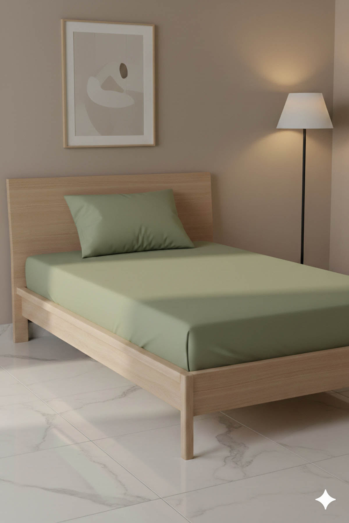 %100 Pamuk Ranforce Premium Tek Kişilik Çarşaf Seti - Yeşil