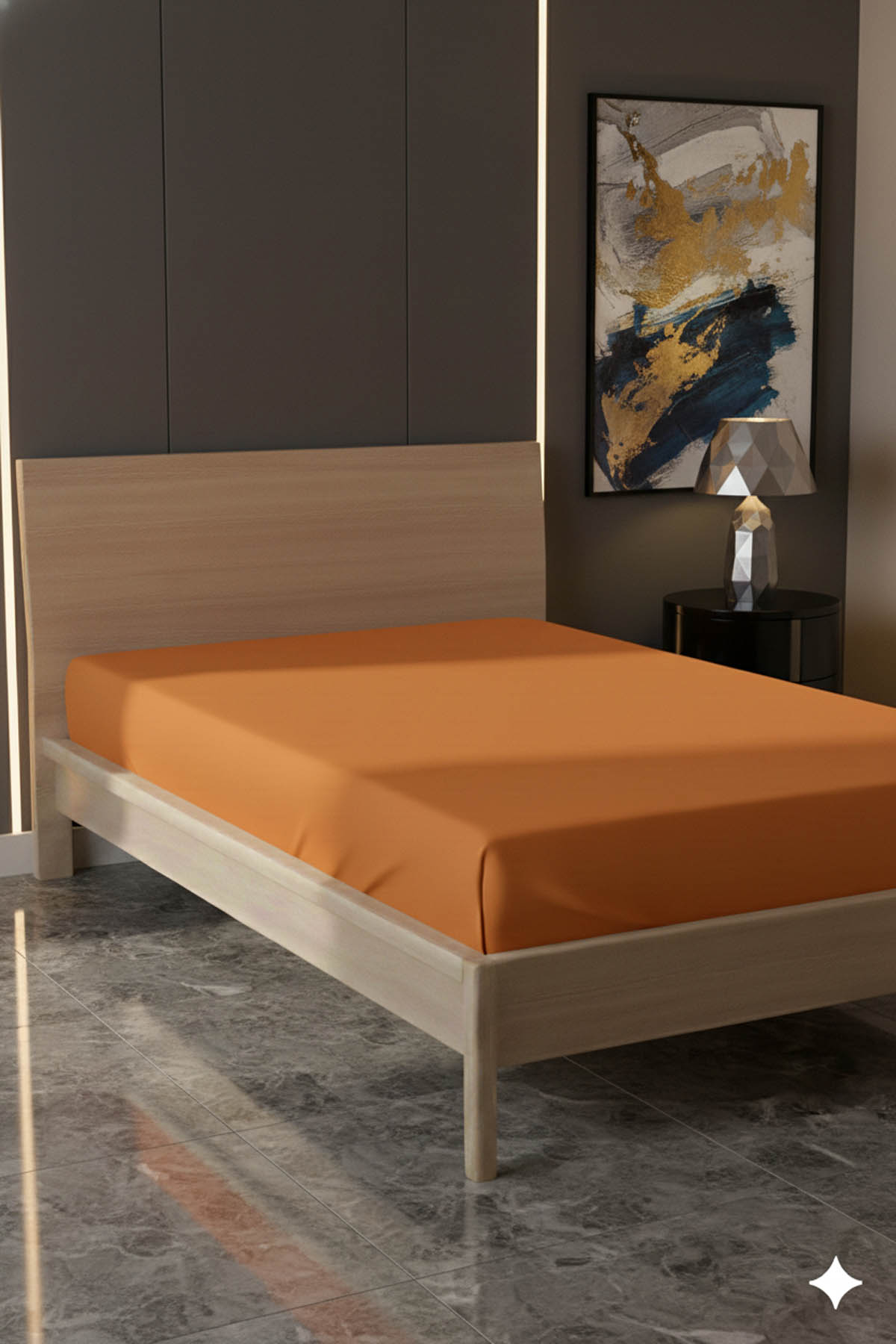 %100 Pamuk Ranforce Premium Tek Kişilik Çarşaf - Turuncu