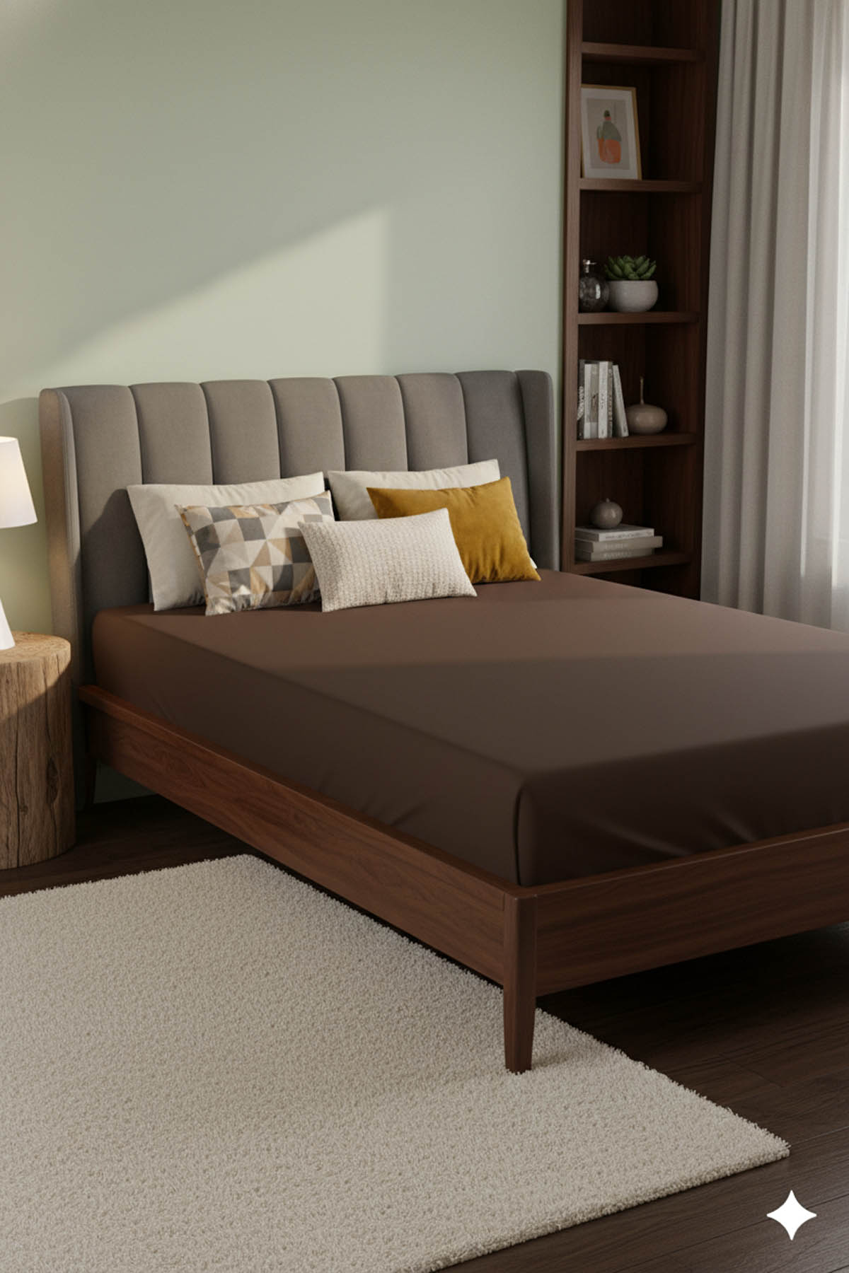 %100 Pamuk Ranforce Premium Tek Kişilik Lastikli Çarşaf - Kahverengi %100 Pamuk Ranforce Premium Tek Kişilik Lastikli Çarşaf - Kahverengi