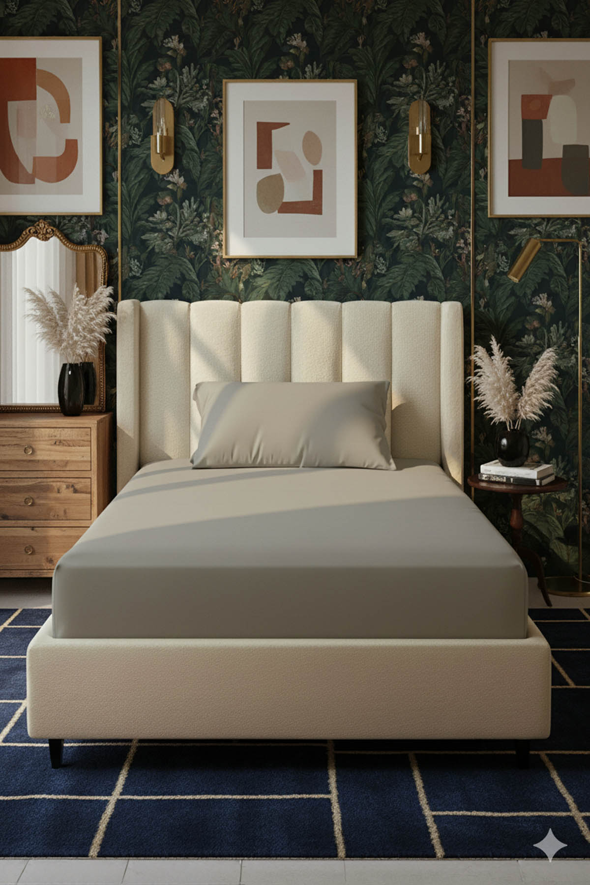 %100 Pamuk Ranforce Premium Tek Kişilik Lastikli Çarşaf Seti - Vizon