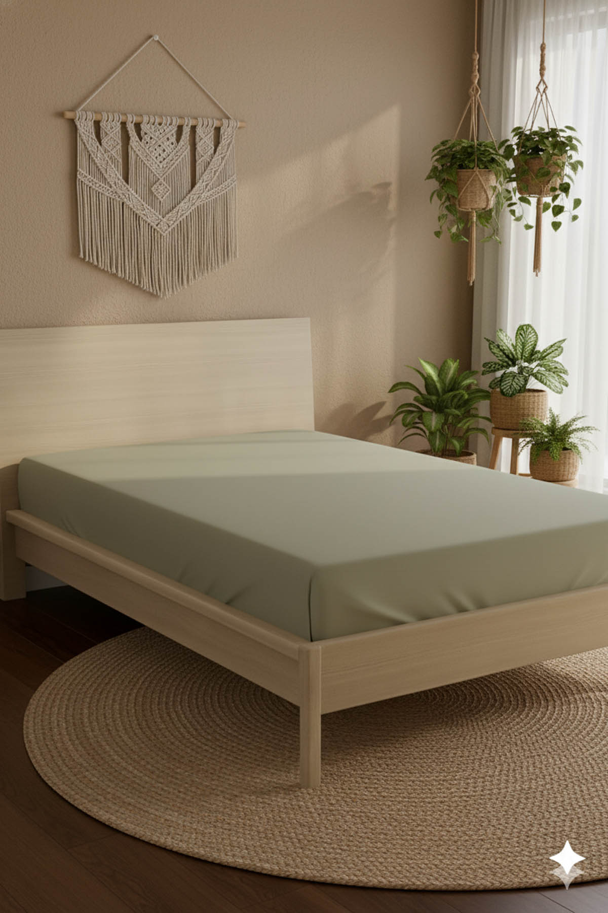 %100 Pamuk Ranforce Premium Tek Kişilik Plus Lastikli Çarşaf - Bej