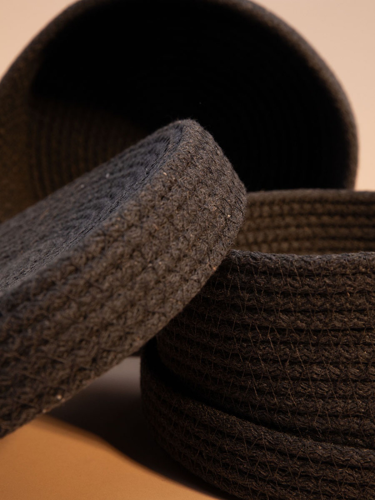 2li Jüt Halat Hasır Kapaklı Dekoratif Sepet - Antrasit 2li Jüt Halat Hasır Kapaklı Dekoratif Sepet - Antrasit