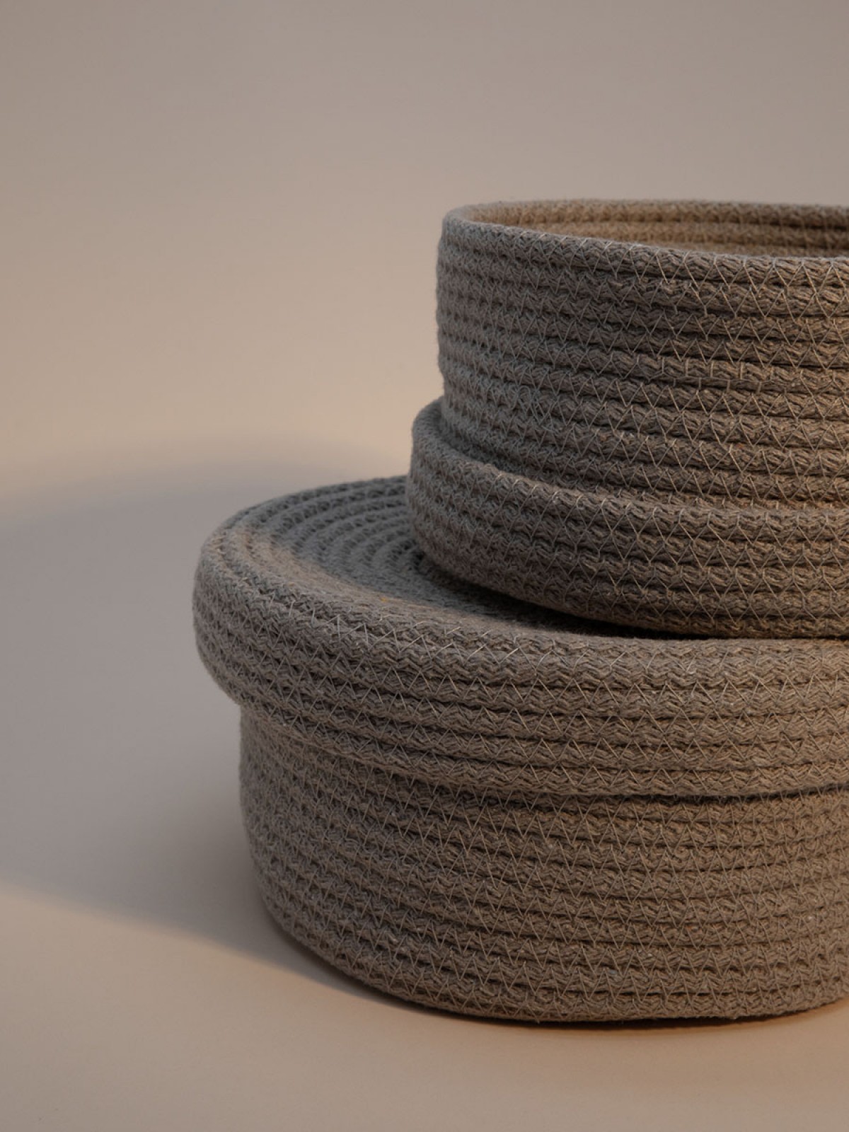 2li Jüt Halat Hasır Kapaklı Dekoratif Sepet - Bej 2li Jüt Halat Hasır Kapaklı Dekoratif Sepet - Bej