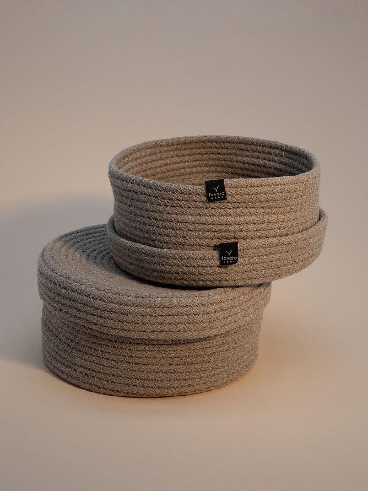 2li Jüt Halat Hasır Kapaklı Dekoratif Sepet - Bej 2li Jüt Halat Hasır Kapaklı Dekoratif Sepet - Bej