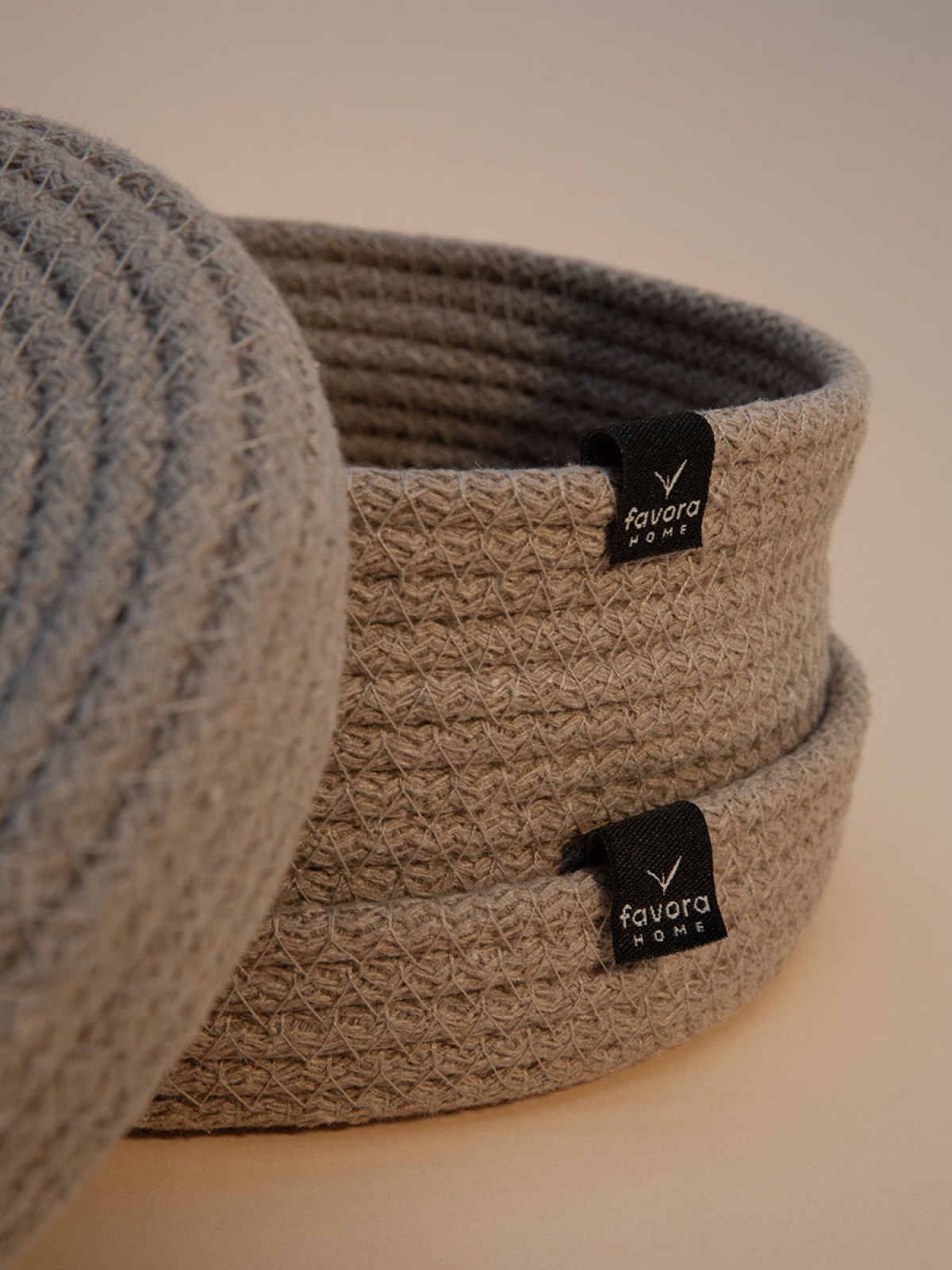 2li Jüt Halat Hasır Kapaklı Dekoratif Sepet - Bej 2li Jüt Halat Hasır Kapaklı Dekoratif Sepet - Bej