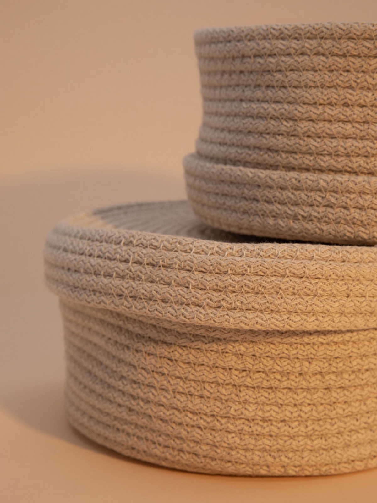 2li Jüt Halat Hasır Kapaklı Dekoratif Sepet - Krem 2li Jüt Halat Hasır Kapaklı Dekoratif Sepet - Krem