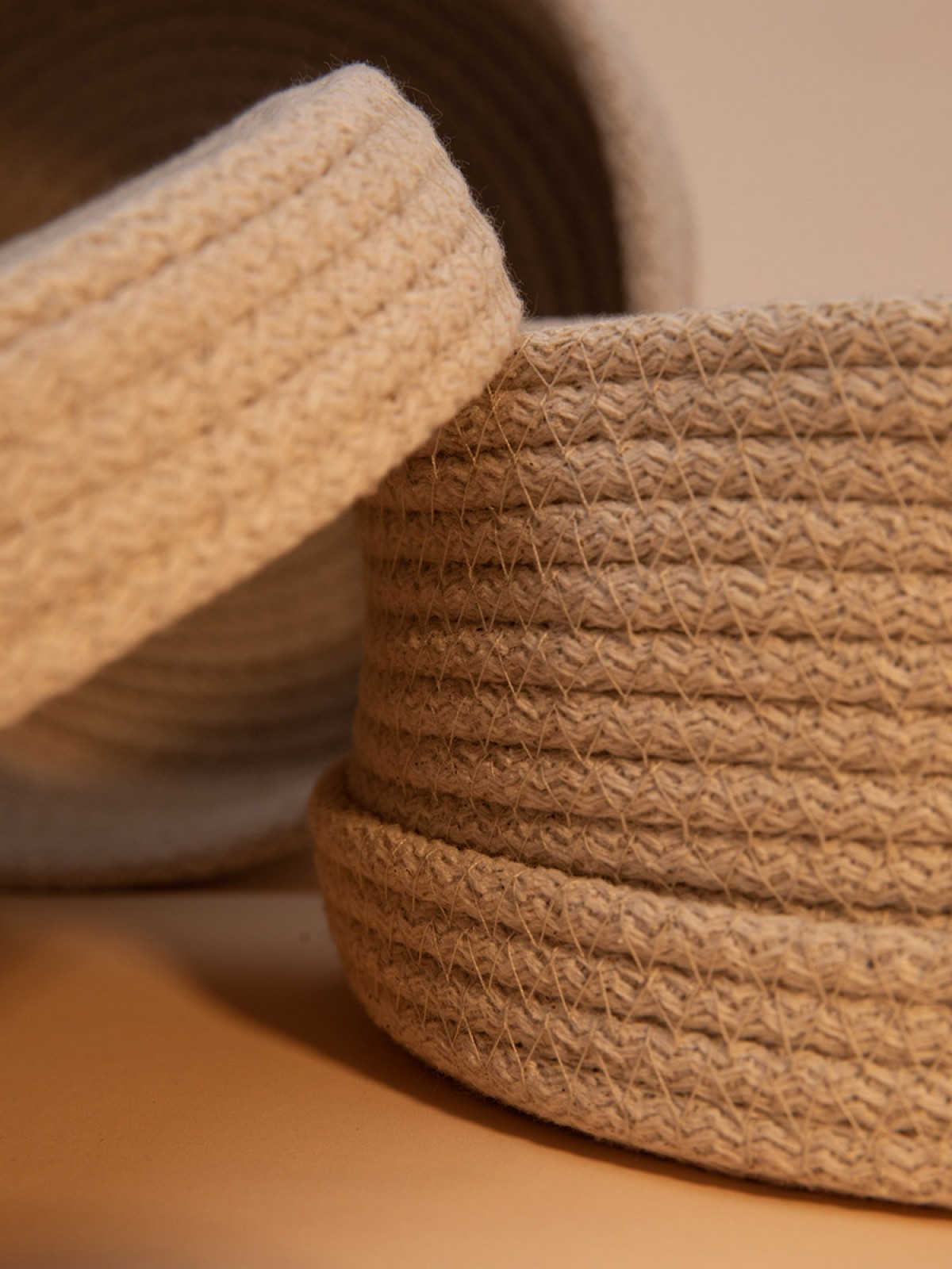 2li Jüt Halat Hasır Kapaklı Dekoratif Sepet - Krem 2li Jüt Halat Hasır Kapaklı Dekoratif Sepet - Krem