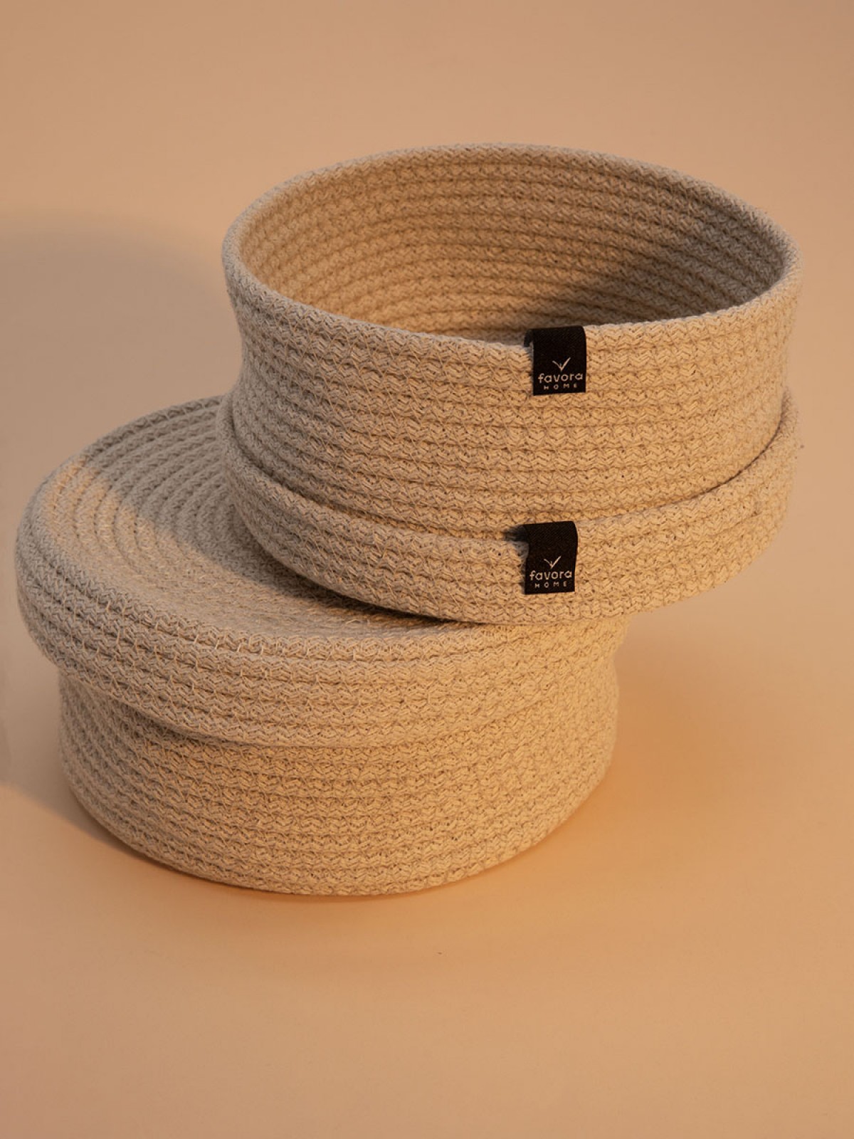 2li Jüt Halat Hasır Kapaklı Dekoratif Sepet - Krem 2li Jüt Halat Hasır Kapaklı Dekoratif Sepet - Krem