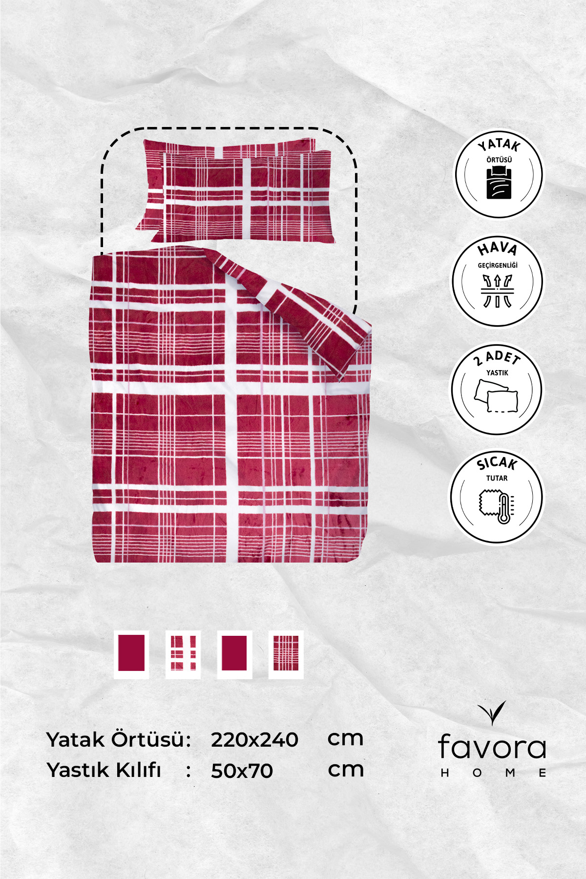 Favora 3 Parça Woolly Çift Kişilik Yatak Örtüsü Se Favora 3 Parça Woolly Çift Kişilik Yatak Örtüsü Se