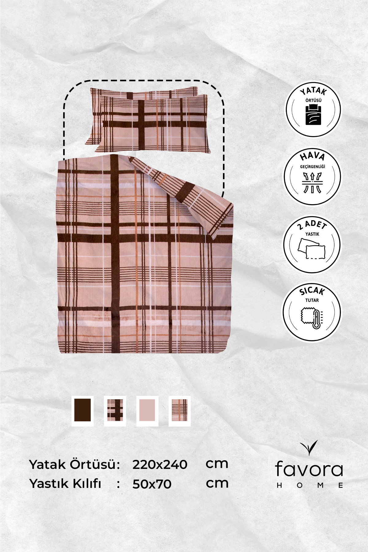 Favora 3 Parça Woolly Çift Kişilik Yatak Örtüsü Se Favora 3 Parça Woolly Çift Kişilik Yatak Örtüsü Se
