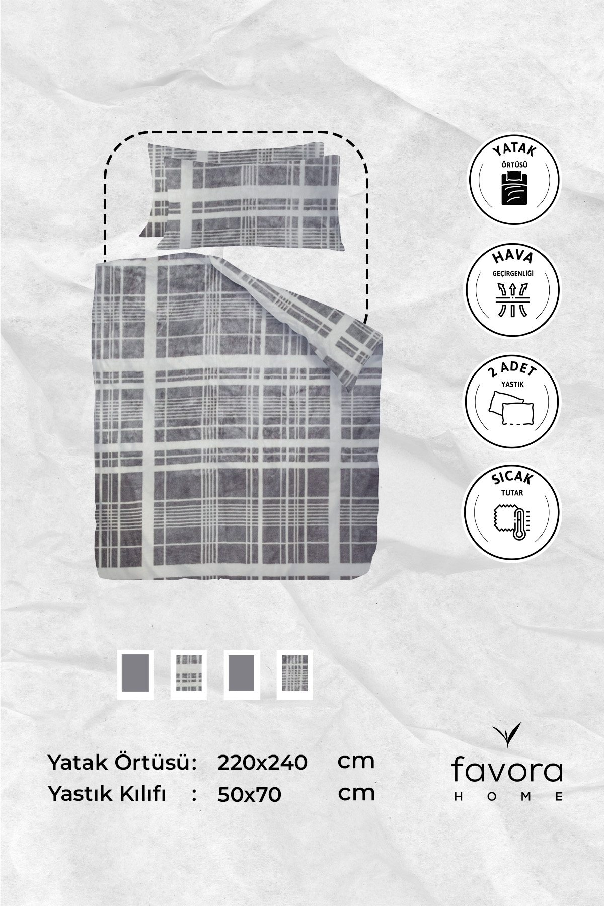 Favora 3 Parça Woolly Çift Kişilik Yatak Örtüsü Se Favora 3 Parça Woolly Çift Kişilik Yatak Örtüsü Se