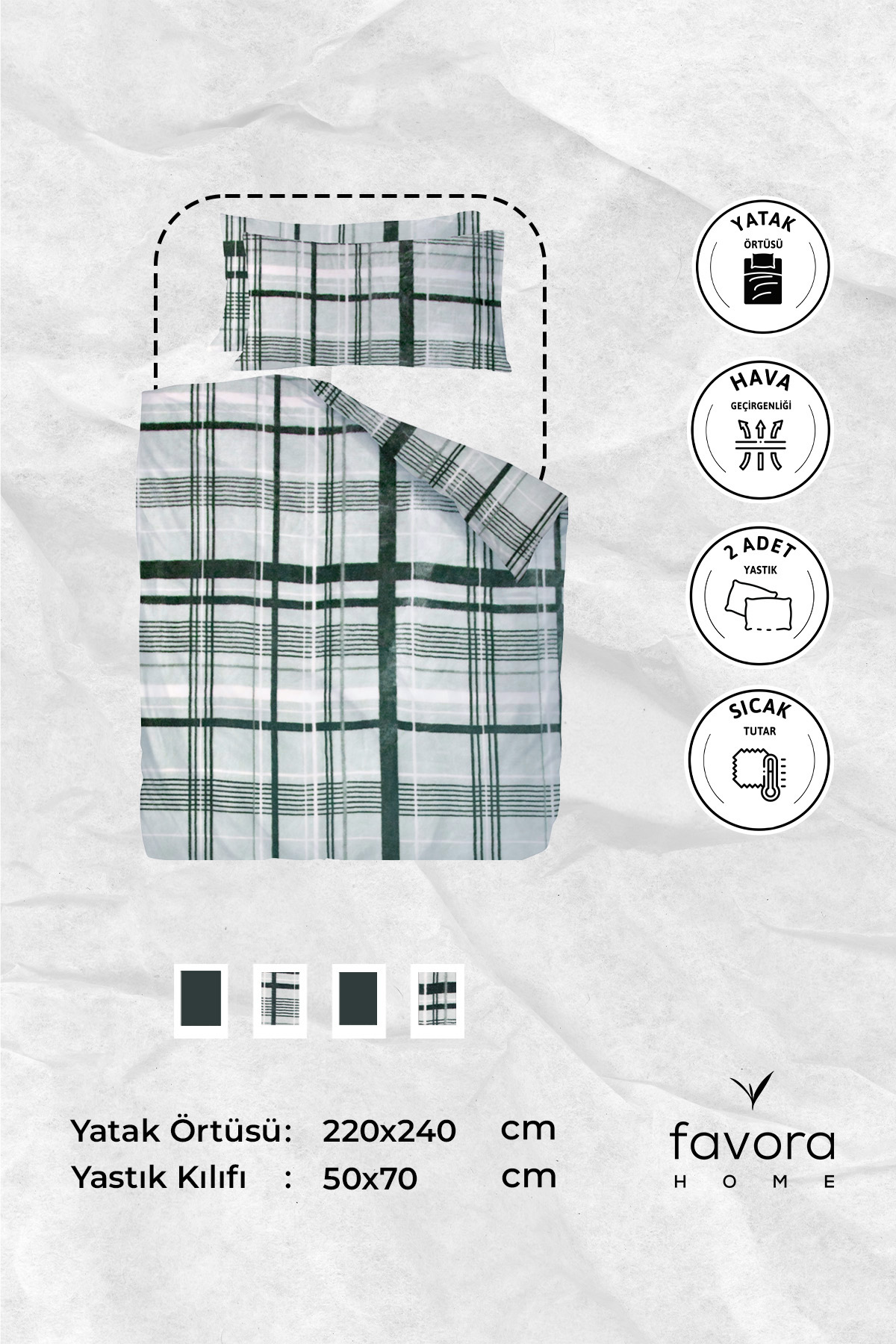 Favora 3 Parça Woolly Çift Kişilik Yatak Örtüsü Se Favora 3 Parça Woolly Çift Kişilik Yatak Örtüsü Se