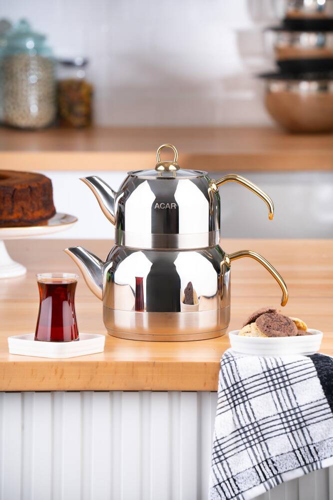 Acar Armin Aile Boy Çaydanlık Takımı - Gold AR-22-0315 Acar Armin Aile Boy Çaydanlık Takımı - Gold AR-22-0315