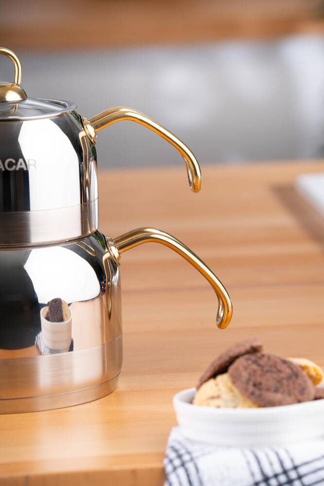 Acar Armin Orta Boy Çaydanlık Takımı - Gold AR-22-0314 Acar Armin Orta Boy Çaydanlık Takımı - Gold AR-22-0314