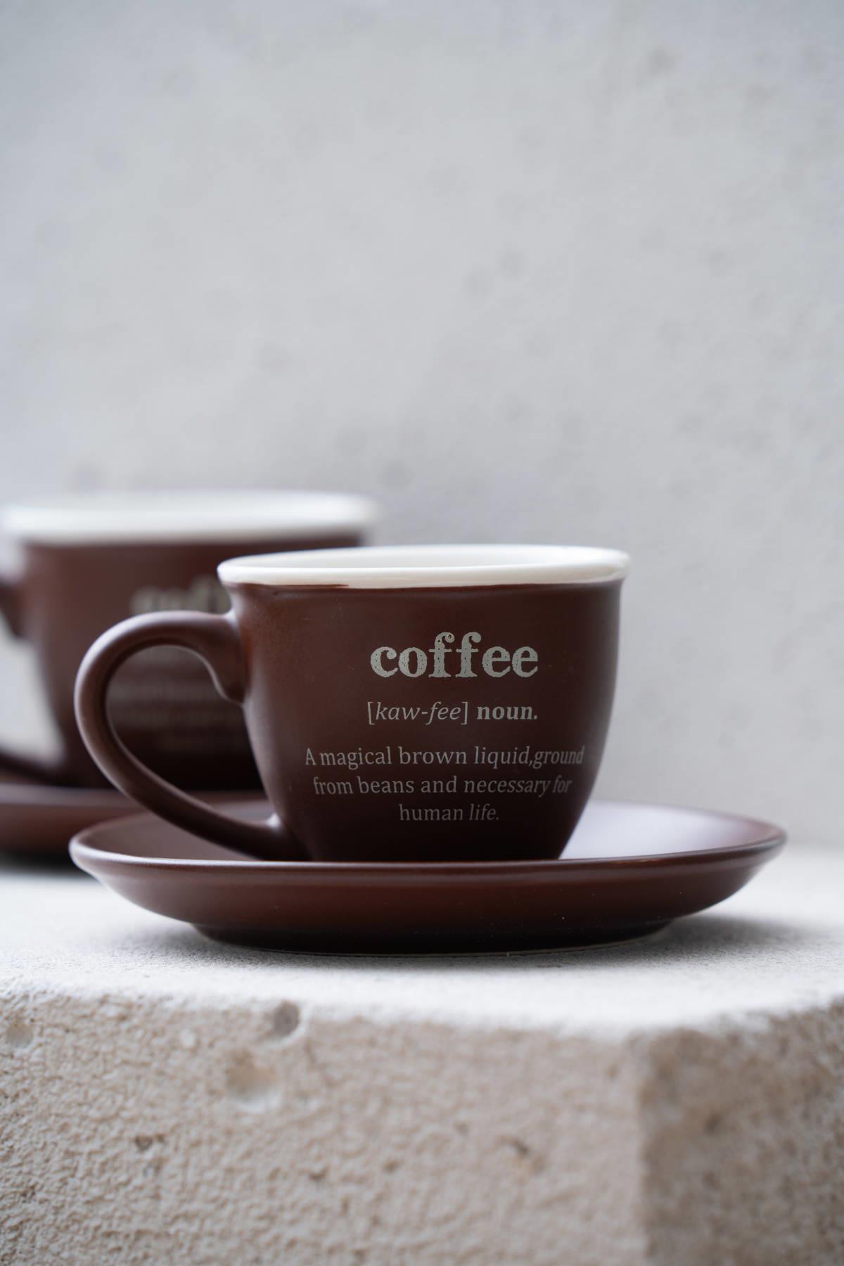 Acar Blush Oval 2 li Kahve Fincan Takımı - Kahverengi KAL-07457 Acar Blush Oval 2 li Kahve Fincan Takımı - Kahverengi KAL-07457