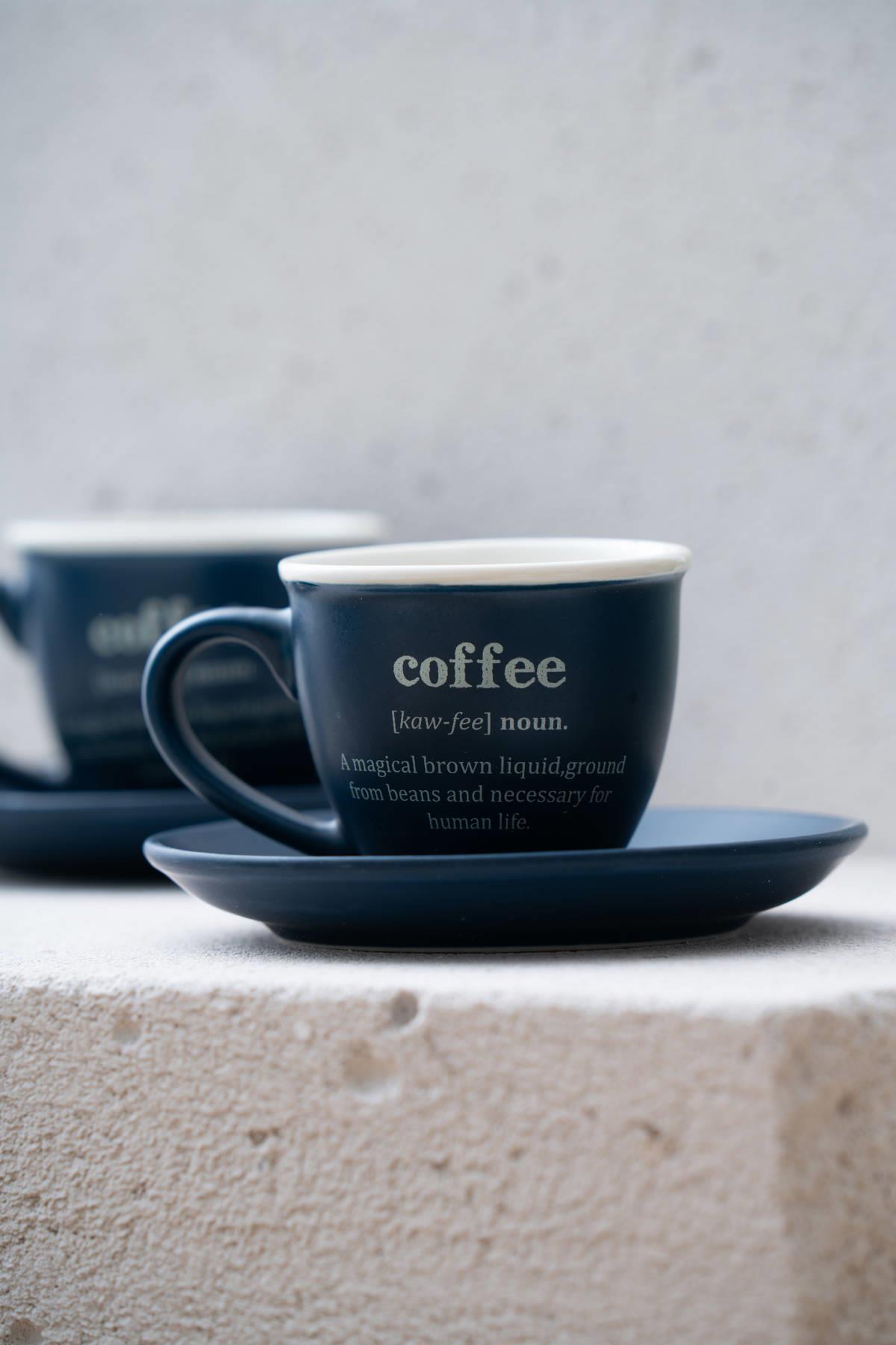 Acar Blush Oval 2 li Kahve Fincan Takımı - Lacivert KAL-07457