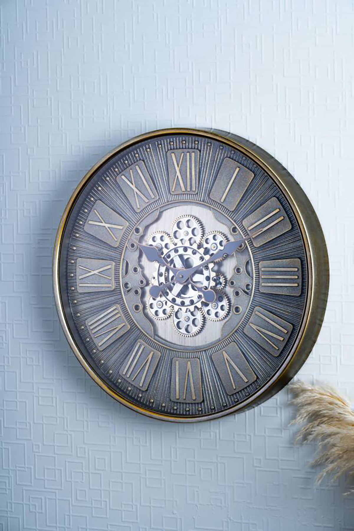 Acar Dekoratif Çarklı Duvar Saati - 60 cm Bakır JOY-07435 Acar Dekoratif Çarklı Duvar Saati - 60 cm Bakır JOY-07435