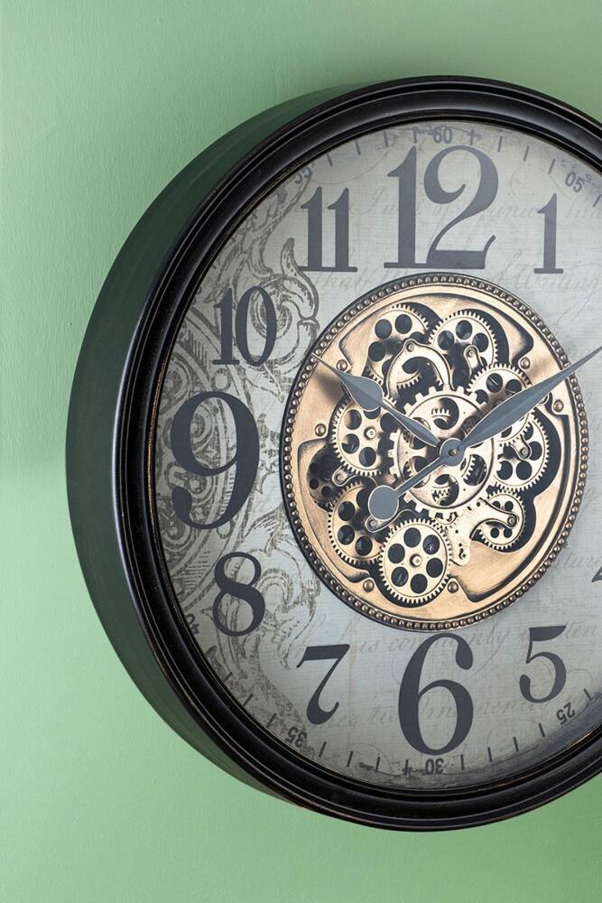 Acar Dekoratif Çarklı Duvar Saati - 65 cm Siyah JOY-07440