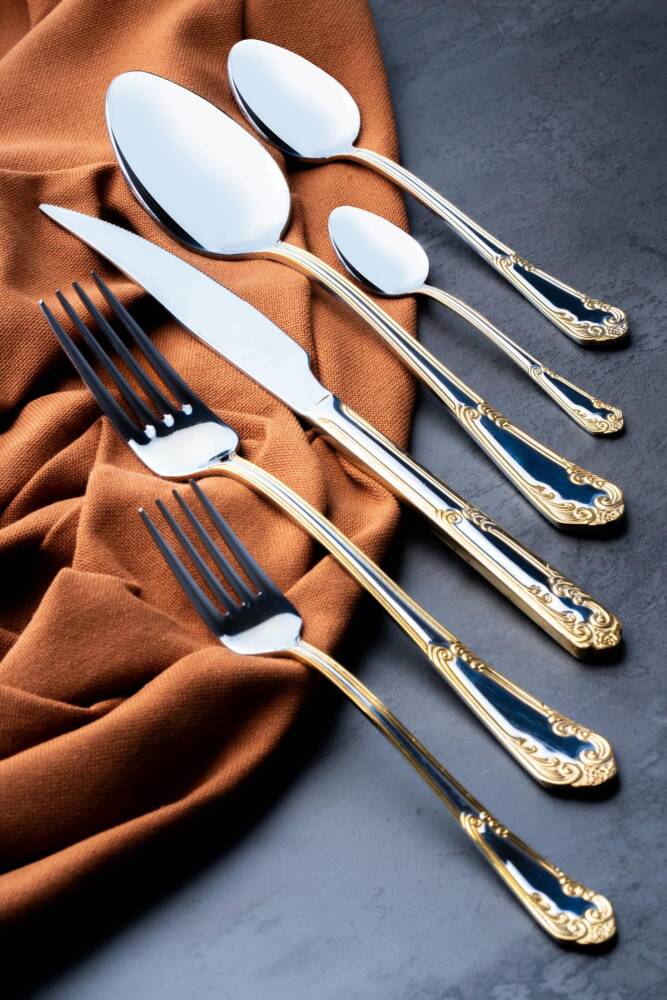 Acar Floransa 72 Parça Çatal Kaşık Bıçak Takımı - Gold YT-07692