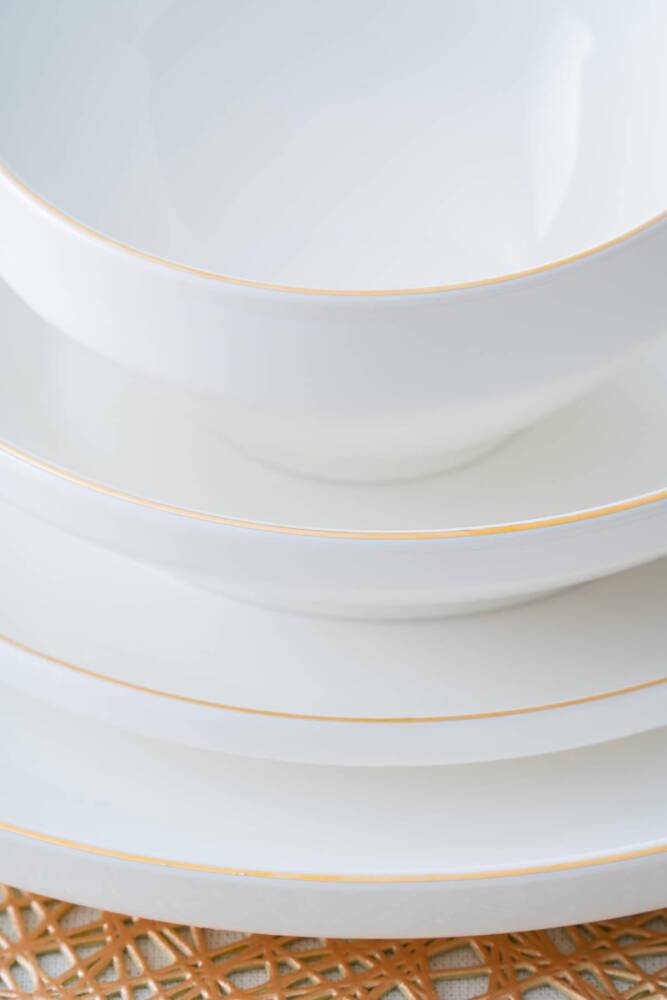 Acar Golden Rise 6 Kişilik 24 Parça Porselen Yemek Takımı - Gold SCT-05442